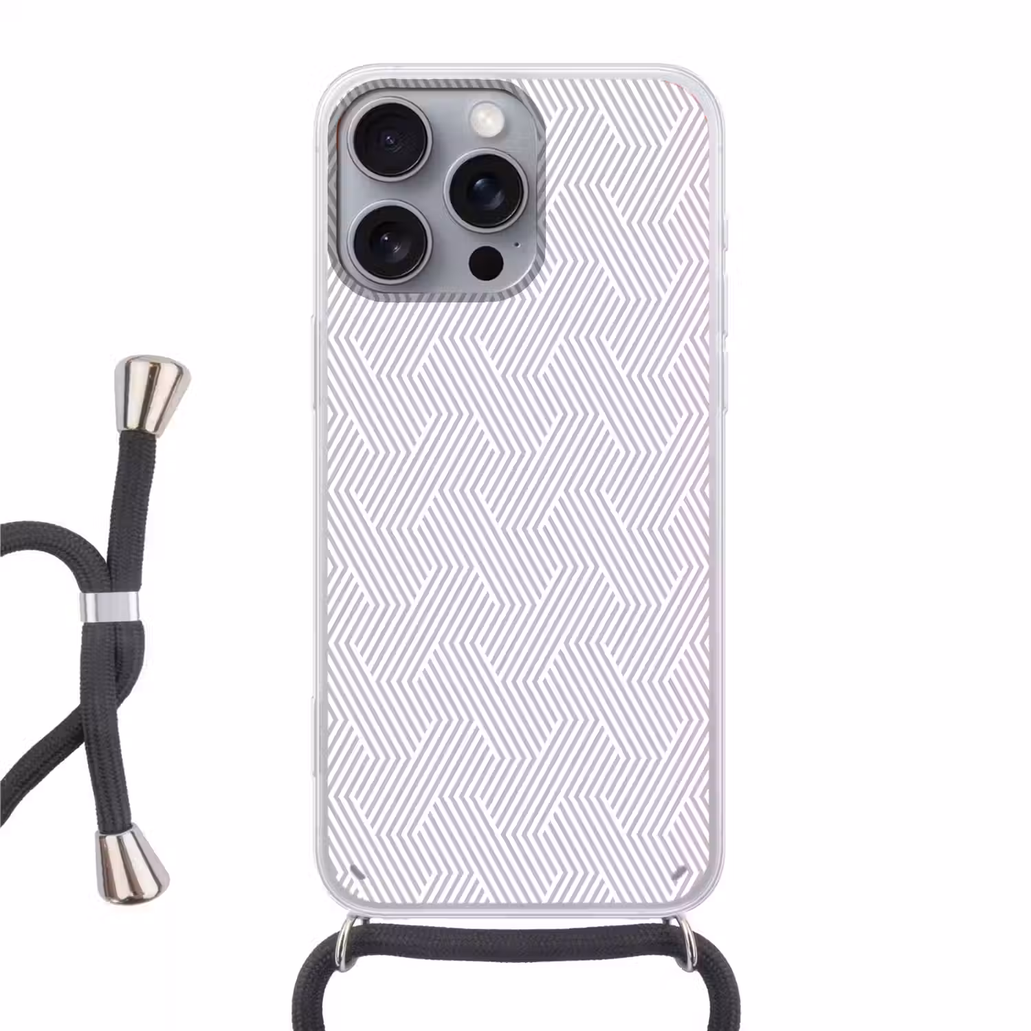 Grafisch - Patroon - Modern - Schuin Hoesje iPhone 16 Pro Max met koord klein 804 -3d