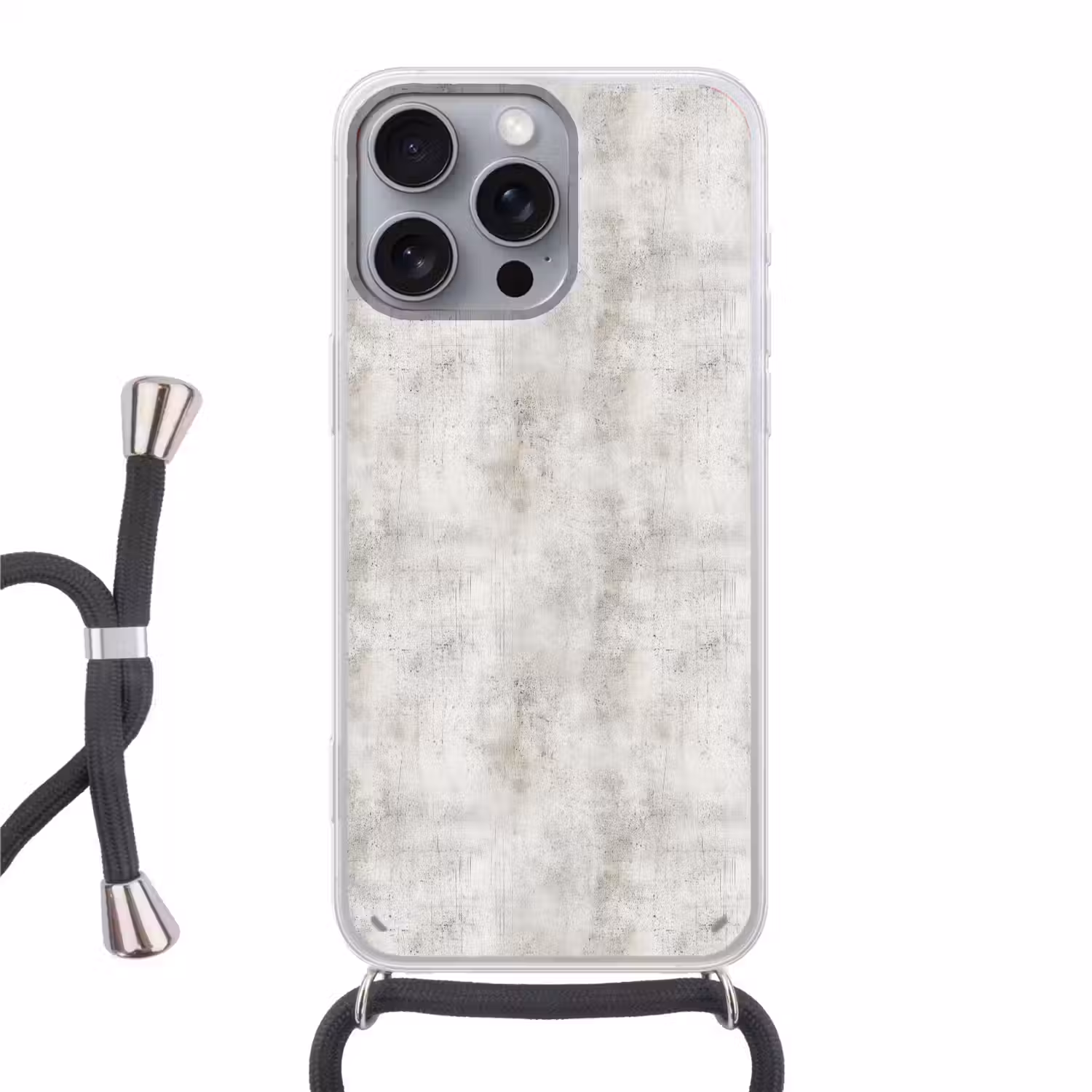 Grijs - Beton - Verweerd Hoesje iPhone 16 Pro Max met koord klein 804 -3d