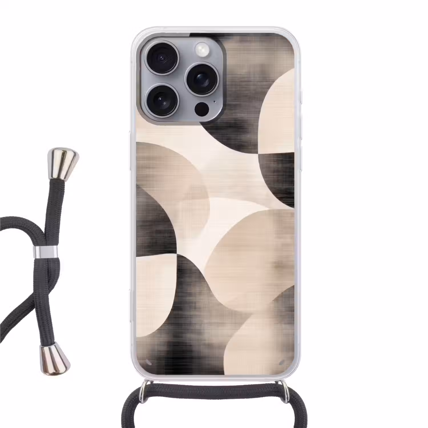 Grillige vormen - Subtiele overgangen - Dynamisch Hoesje iPhone 16 Pro Max met koord klein -3d