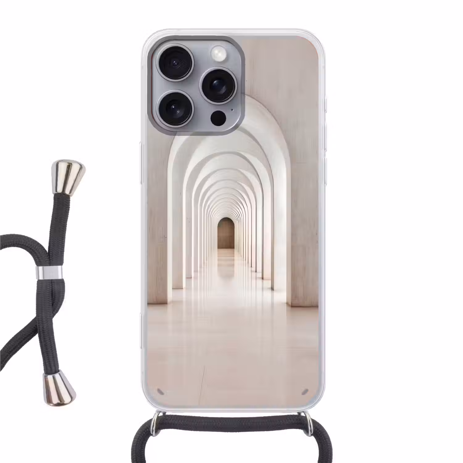 Hal - Bogen - Symmetrisch - Modern Hoesje iPhone 16 Pro Max met koord klein -3d