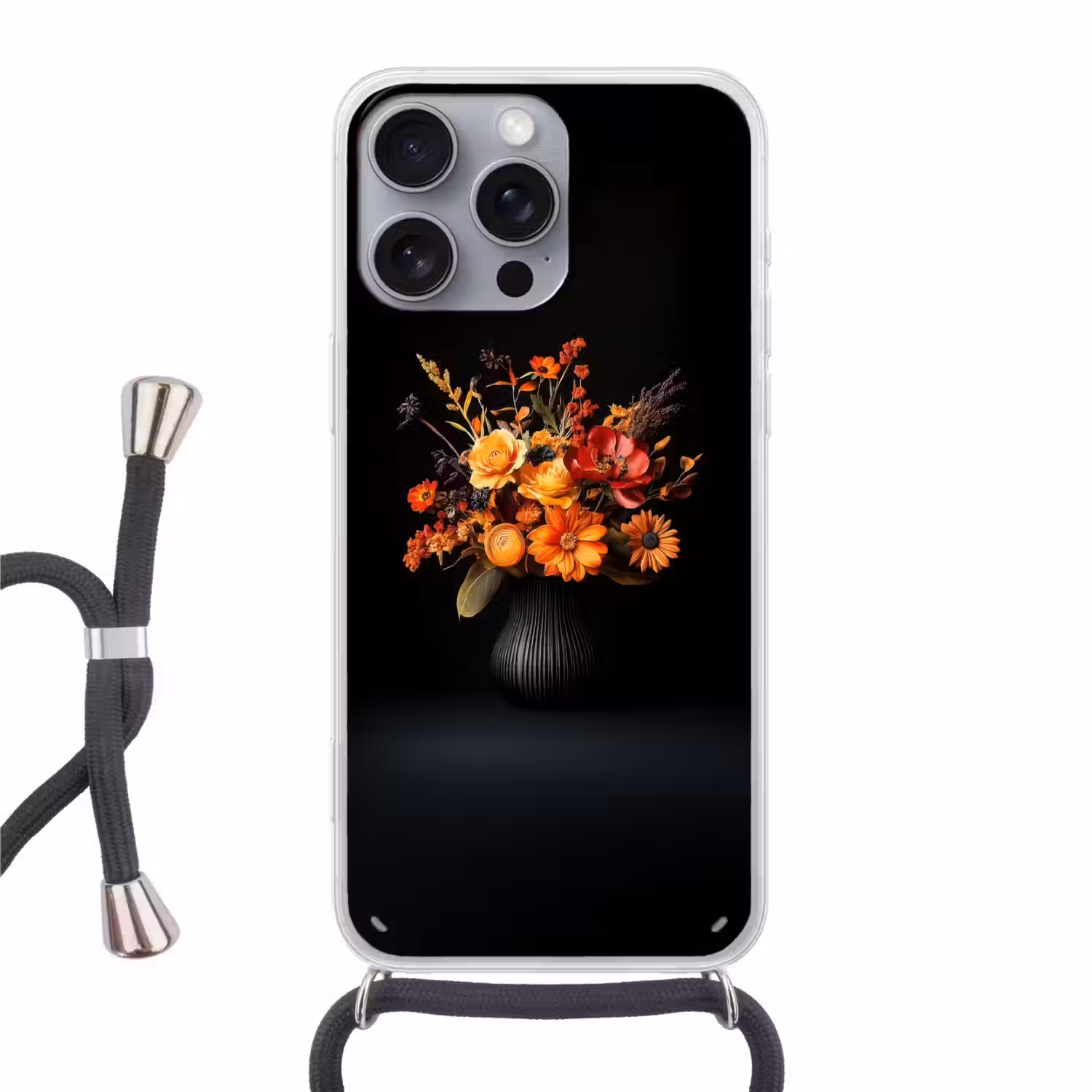 Herfst - Boeket - Oranje Hoesje iPhone 16 Pro Max met koord klein -3d