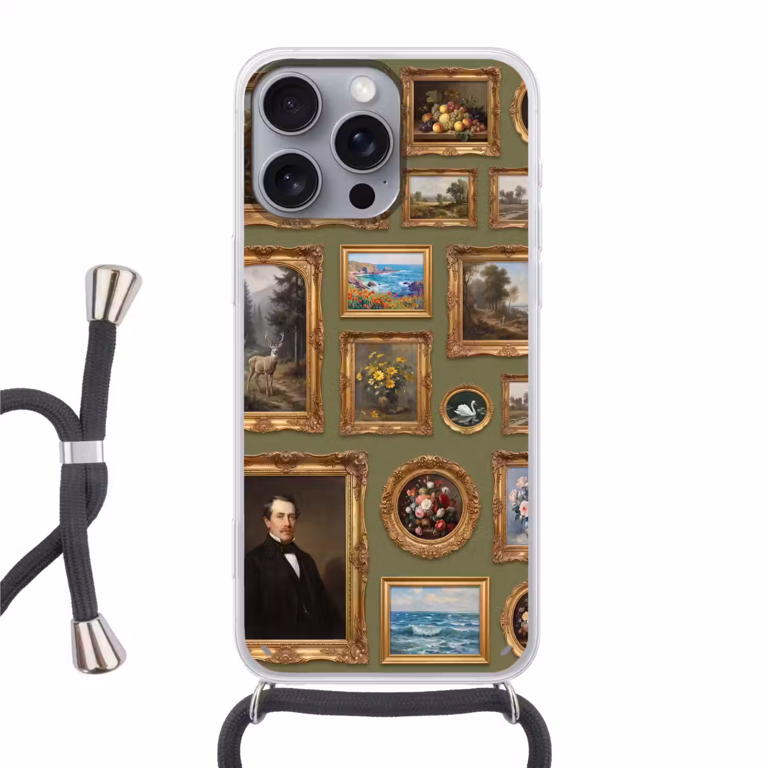 Hert - Bos - Natuur - Klassiek - Dieren Hoesje iPhone 16 Pro Max met koord klein -3d