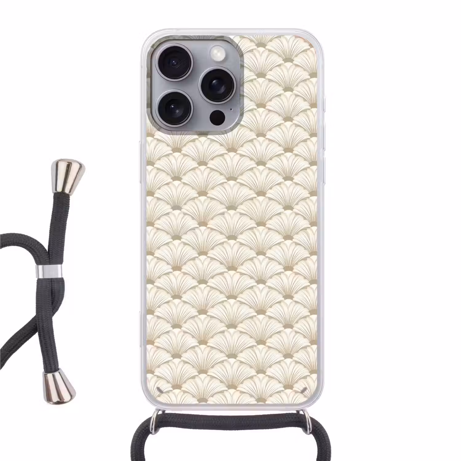 Klassiek - Art - Beige Hoesje iPhone 16 Pro Max met koord klein 804 -3d