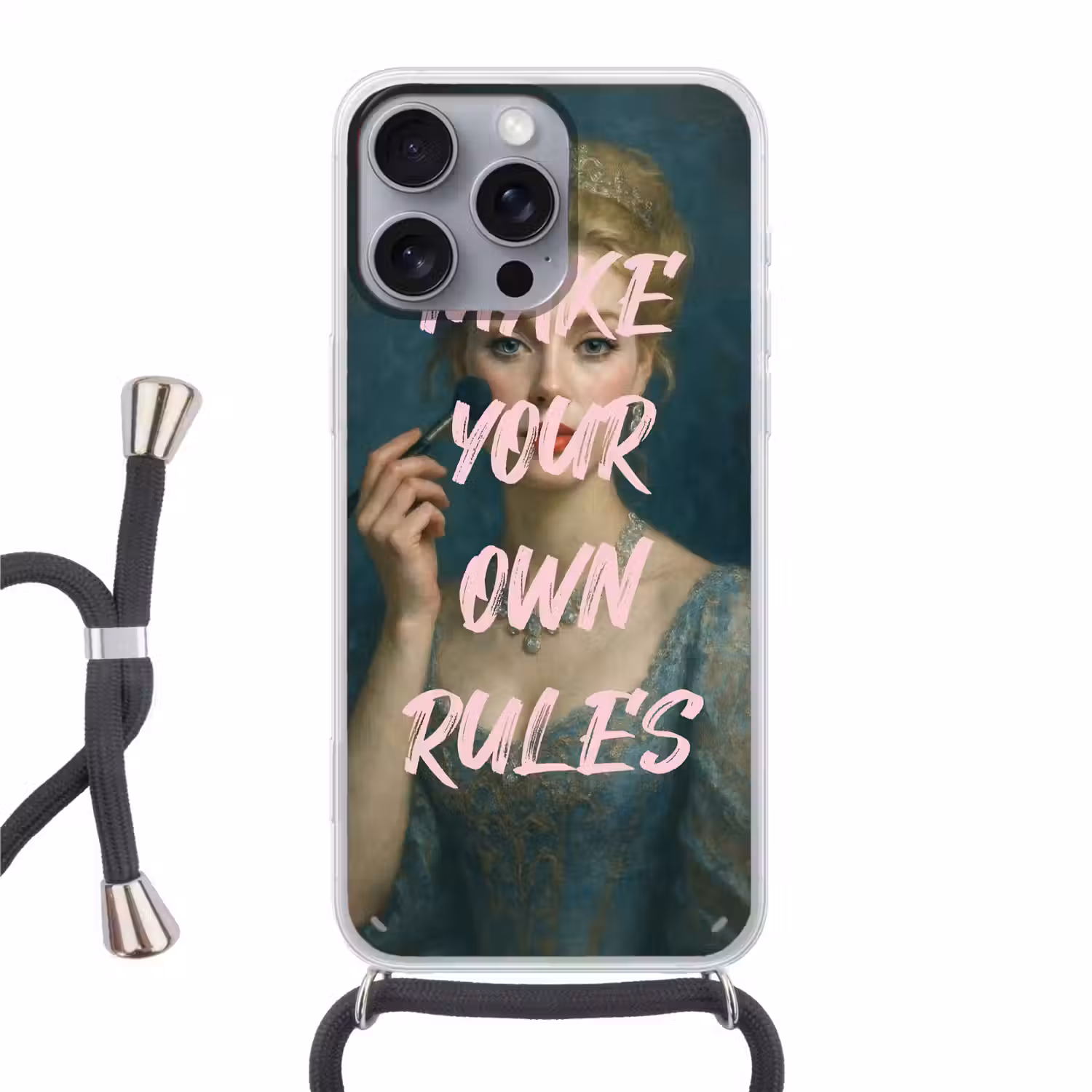 Klassiek - Sierlijk - Roze Hoesje iPhone 16 Pro Max met koord klein -3d