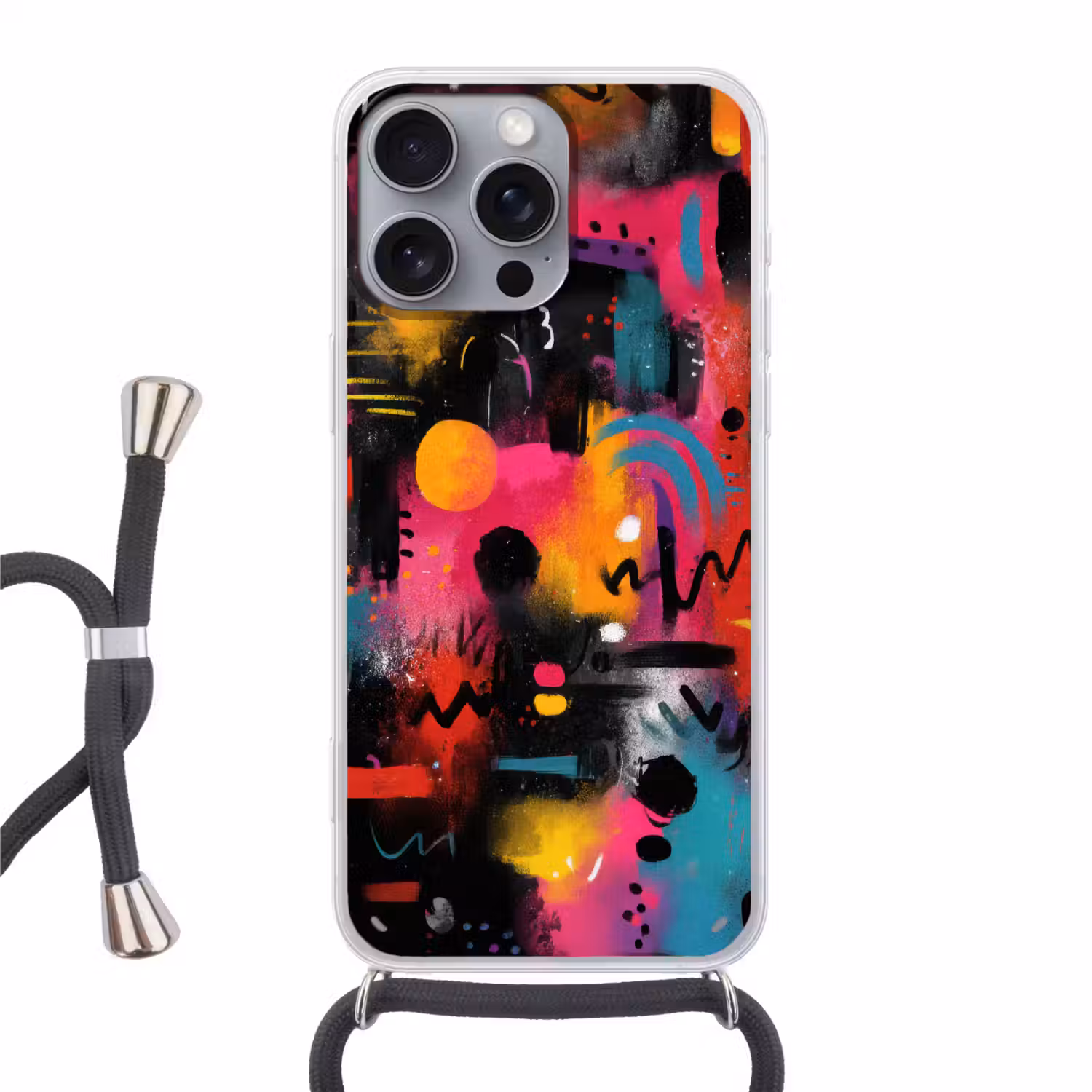 Kleurvlakken - Vormen - Kleurrijk - Abstract Hoesje iPhone 16 Pro Max met koord klein -3d