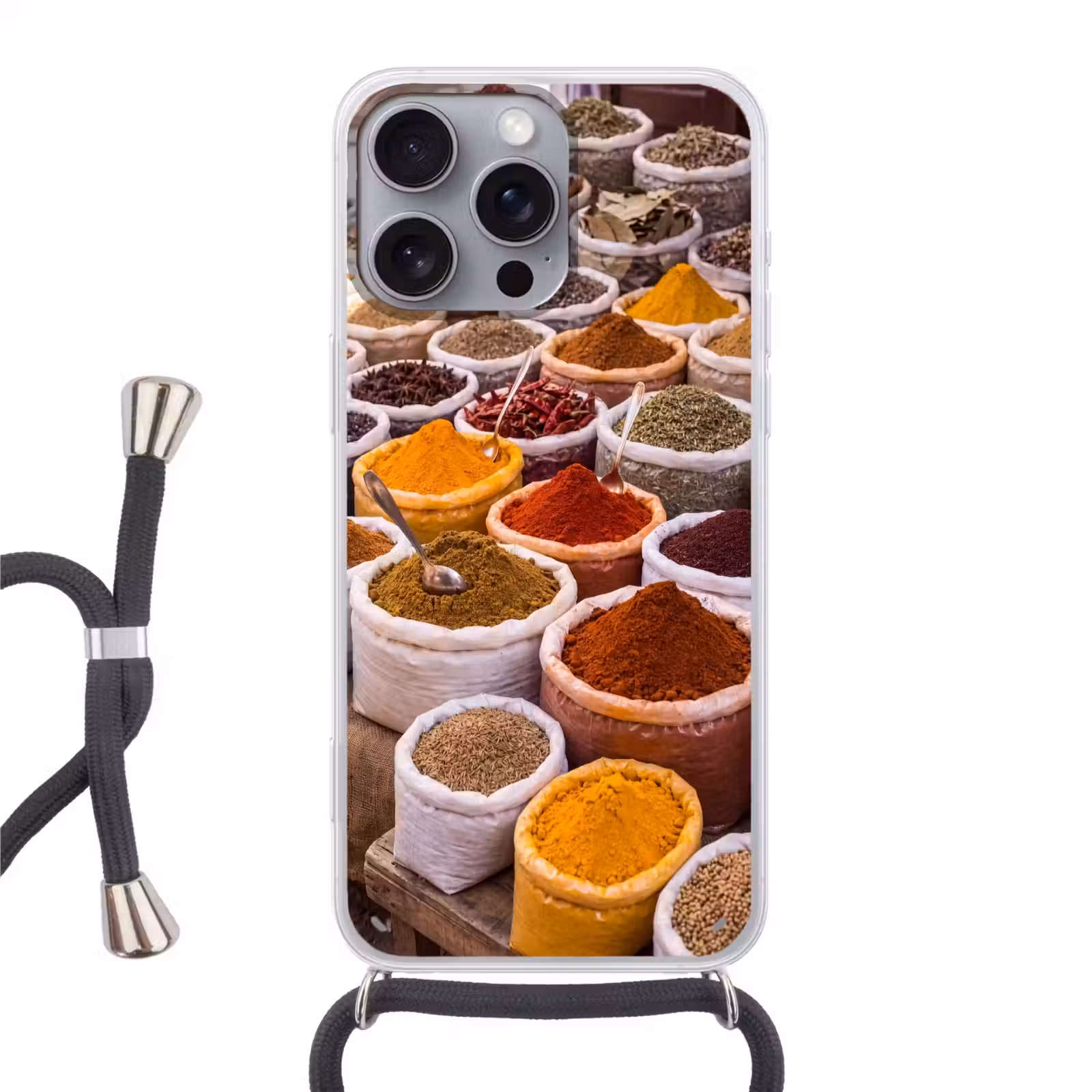 Telefoonhoesje met koord - Kruiden - Markt - Eten — 1