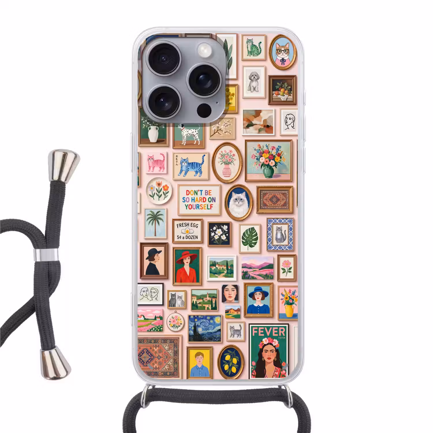 Kunst - Collectie - Decoratie - Modern - Kleurrijk Hoesje iPhone 16 Pro Max met koord klein -3d