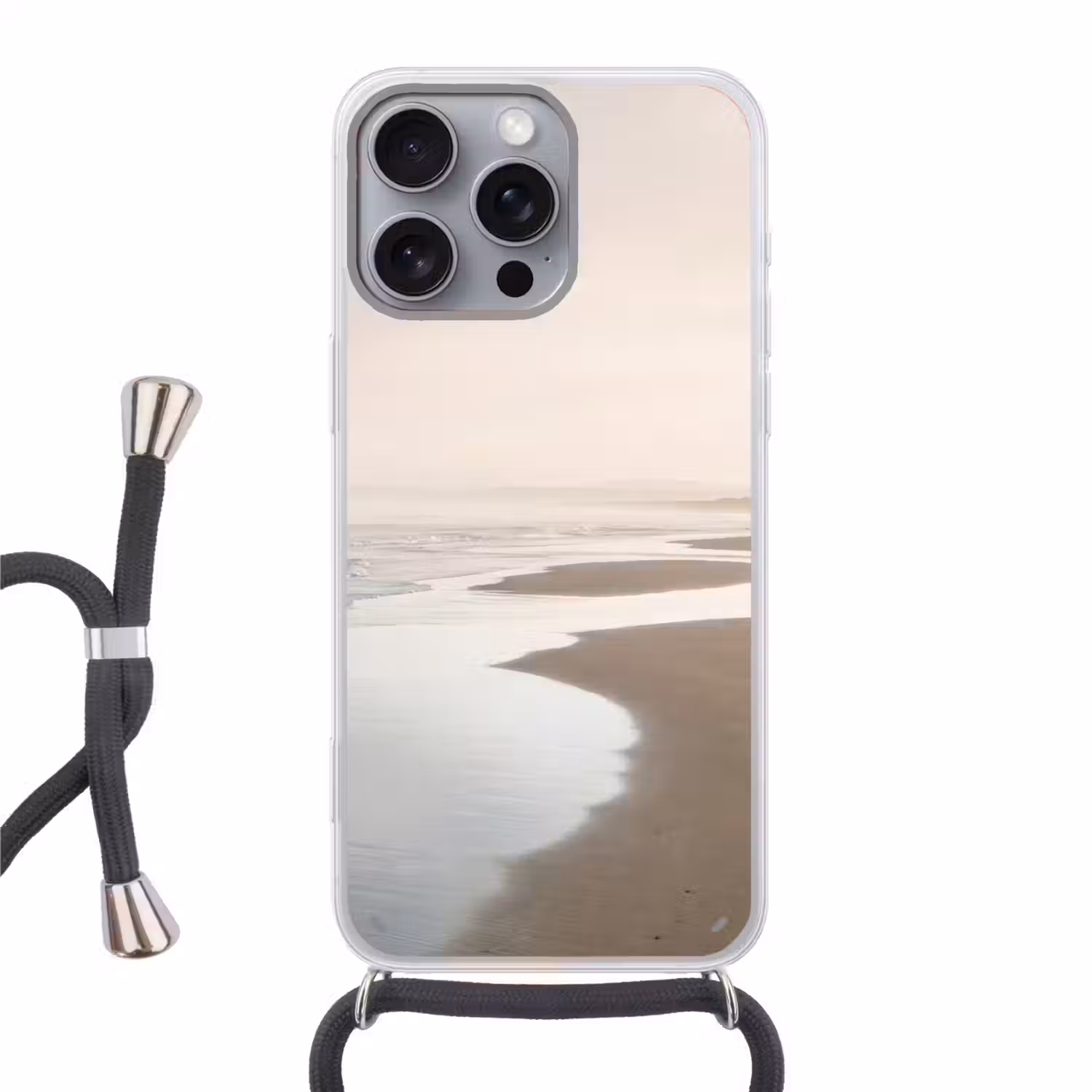 Kustlijn - Strand - Oceaan Hoesje iPhone 16 Pro Max met koord klein -3d