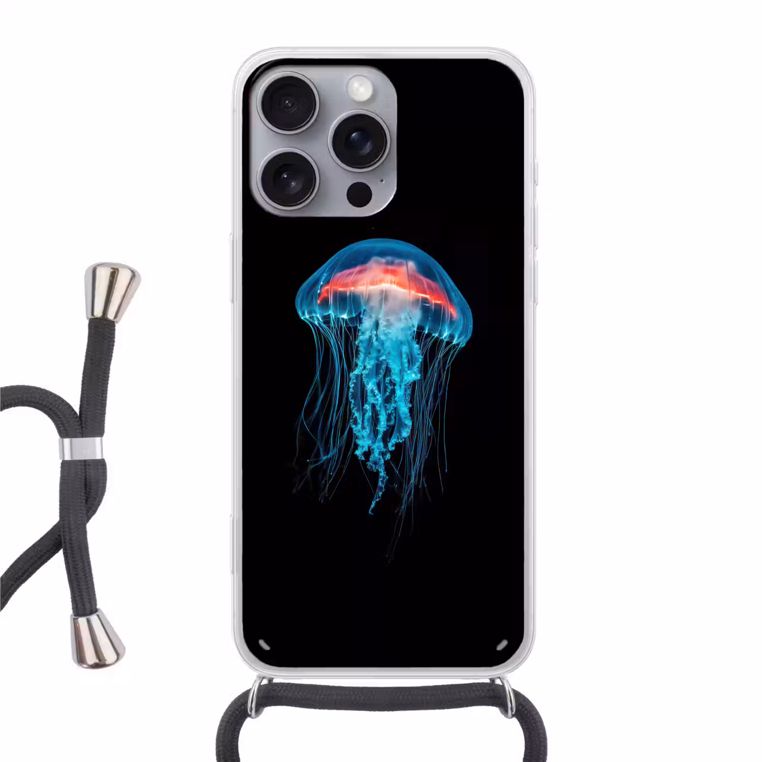 Kwal - Tentakels - Blauw - Licht Hoesje iPhone 16 Pro Max met koord klein -3d