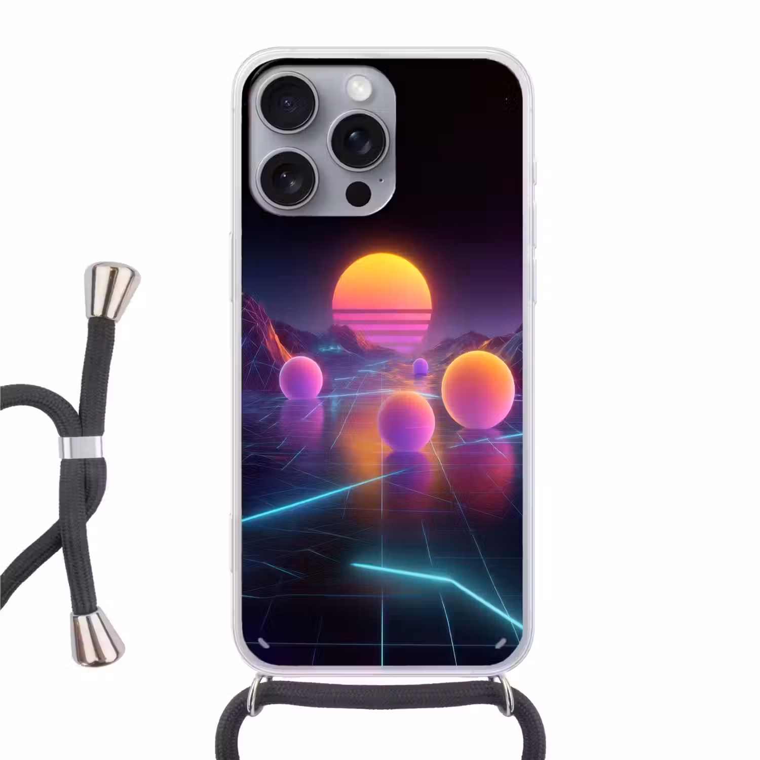 Landschap - Bergen - Bollen - Licht Hoesje iPhone 16 Pro Max met koord klein -3d