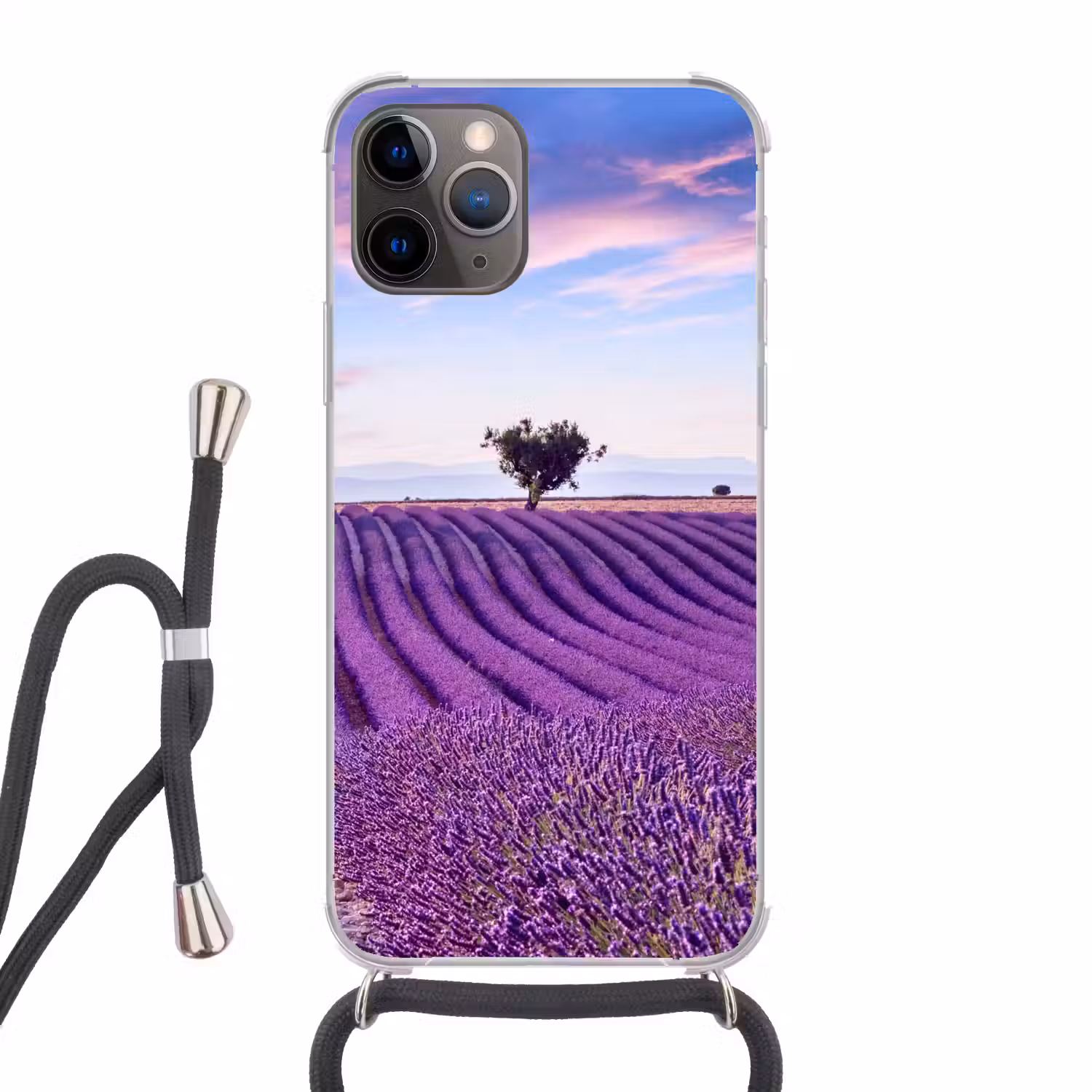 Lavendel - Natuur - Paars - Bomen Hoesje iPhone 12 Pro met koord klein -3d
