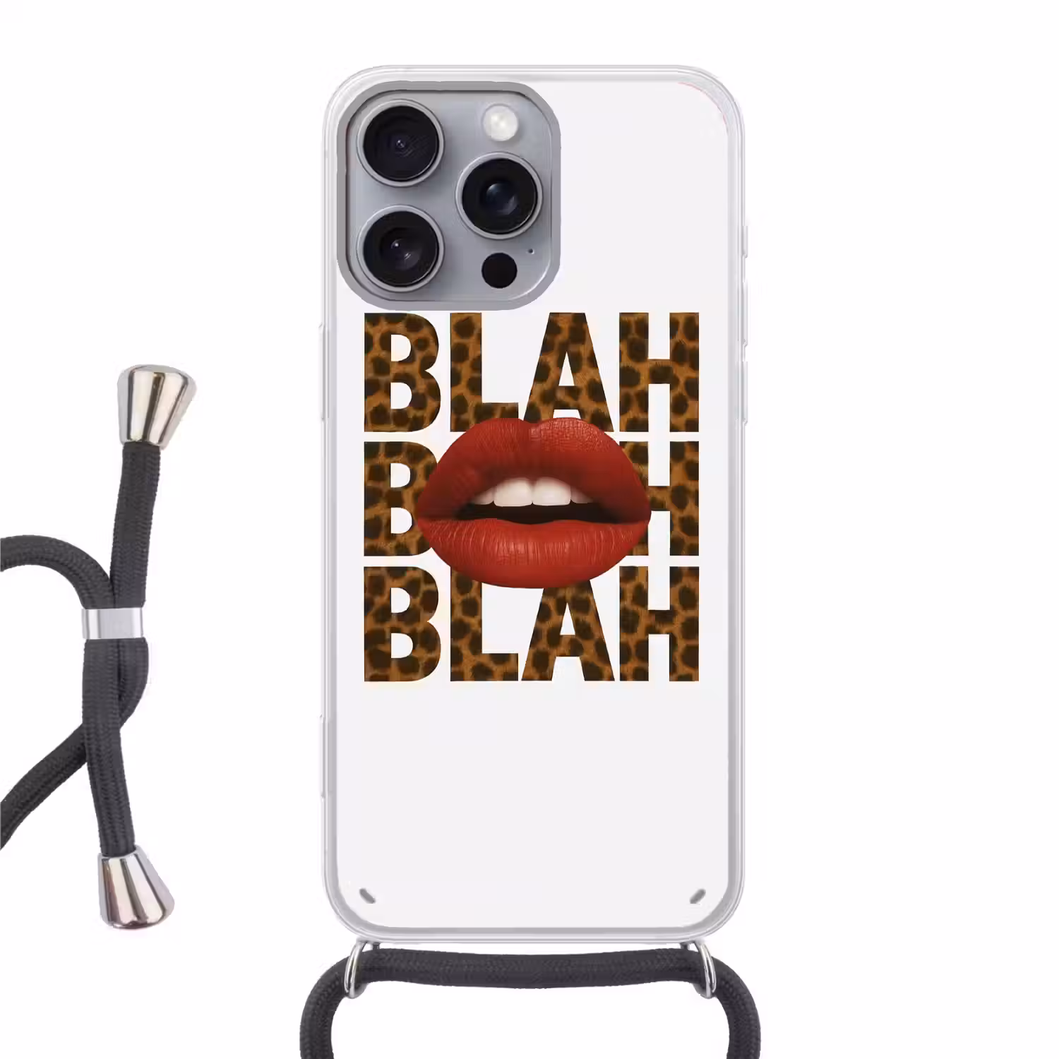 Lip - Rood - Quote Hoesje iPhone 16 Pro Max met koord klein -3d