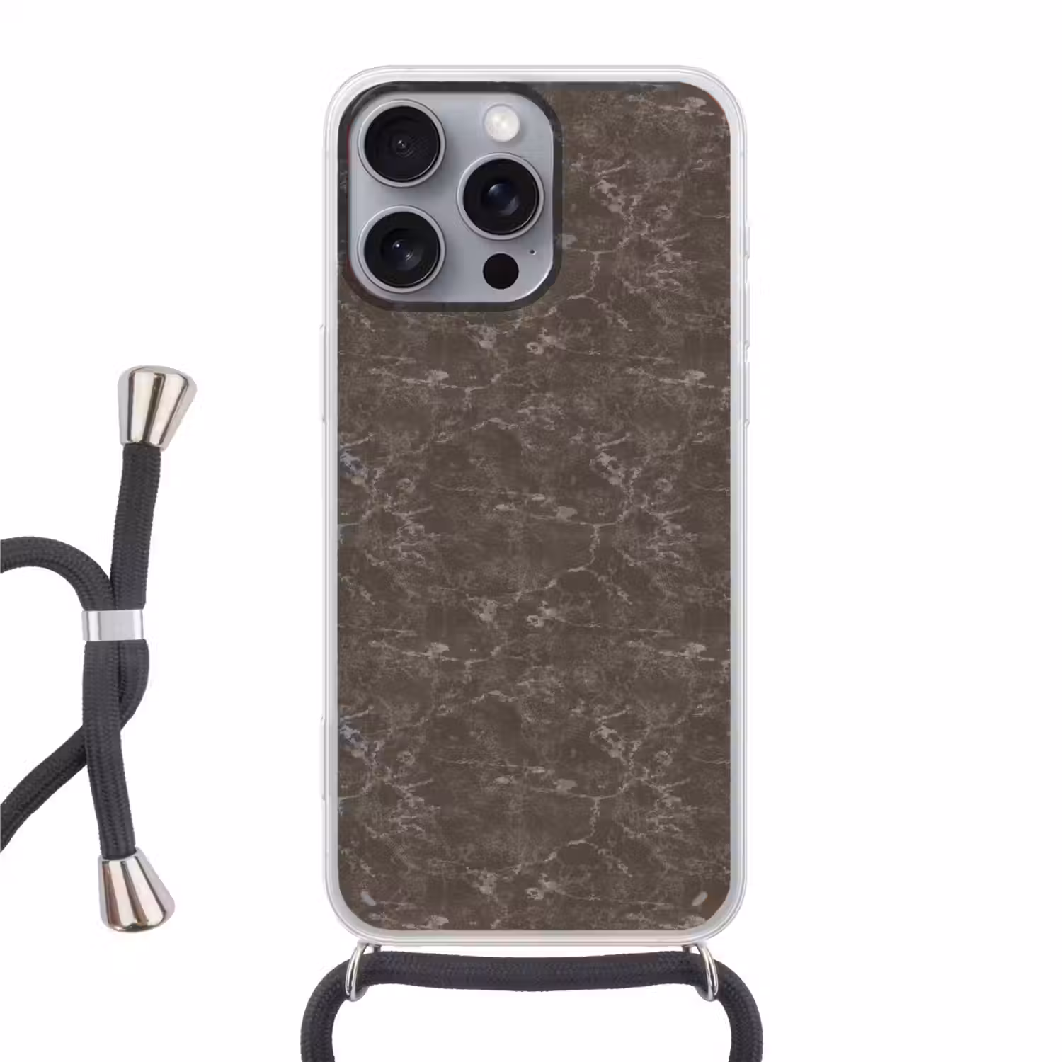 Marmer - Aders - Bruin Hoesje iPhone 16 Pro Max met koord klein 804 -3d