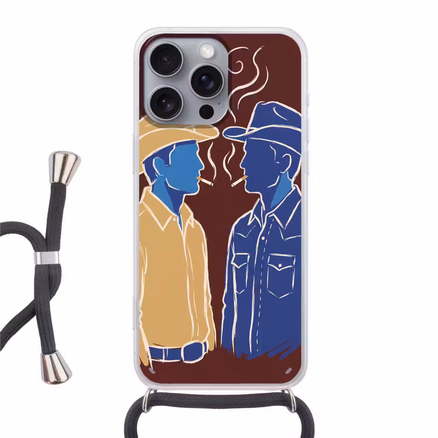 Mensen - Profiel - Sigaret - Abstract - Kunst Hoesje iPhone 16 Pro Max met koord klein -3d