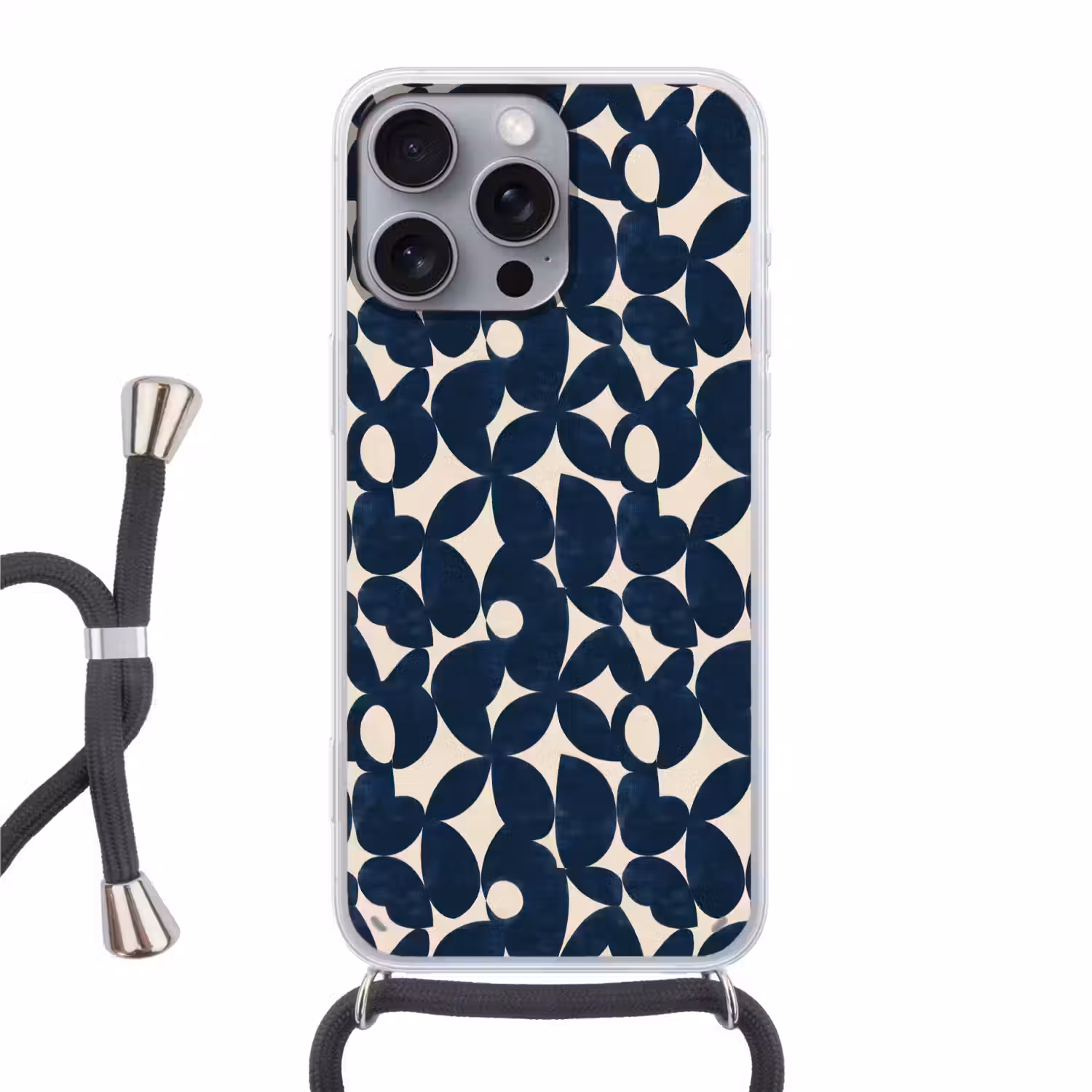 Modern - Geometrisch - Blauw Hoesje iPhone 16 Pro Max met koord klein 804 -3d