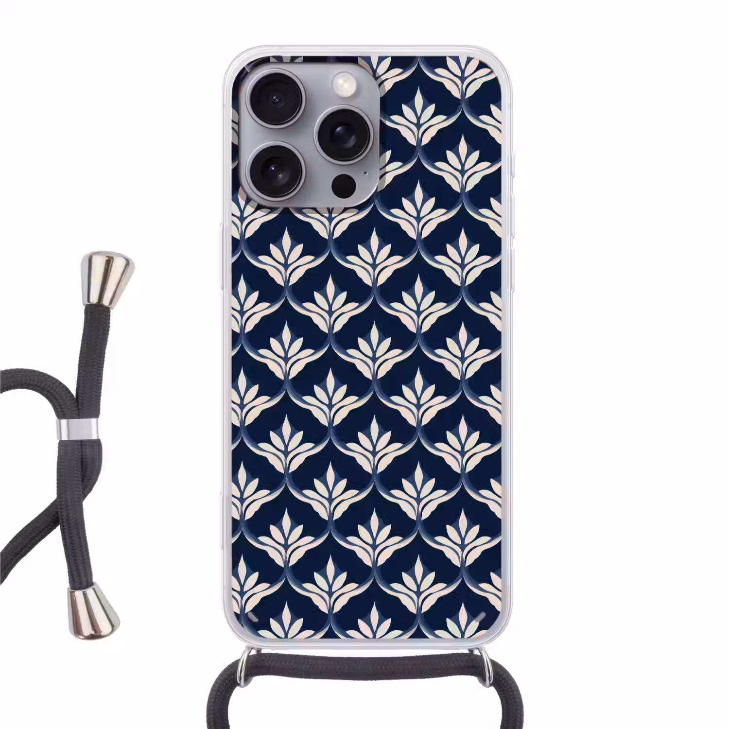 Modern - Ontwerp - Blauw Hoesje iPhone 16 Pro Max met koord klein 804 -3d