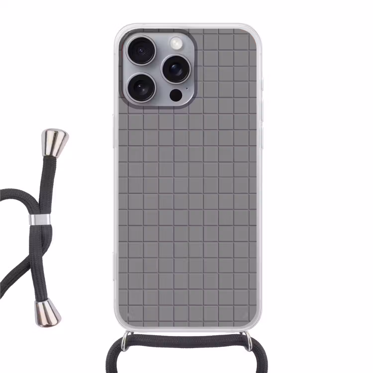 Modern - Patroon - Grijs Hoesje iPhone 16 Pro Max met koord klein 804 -3d