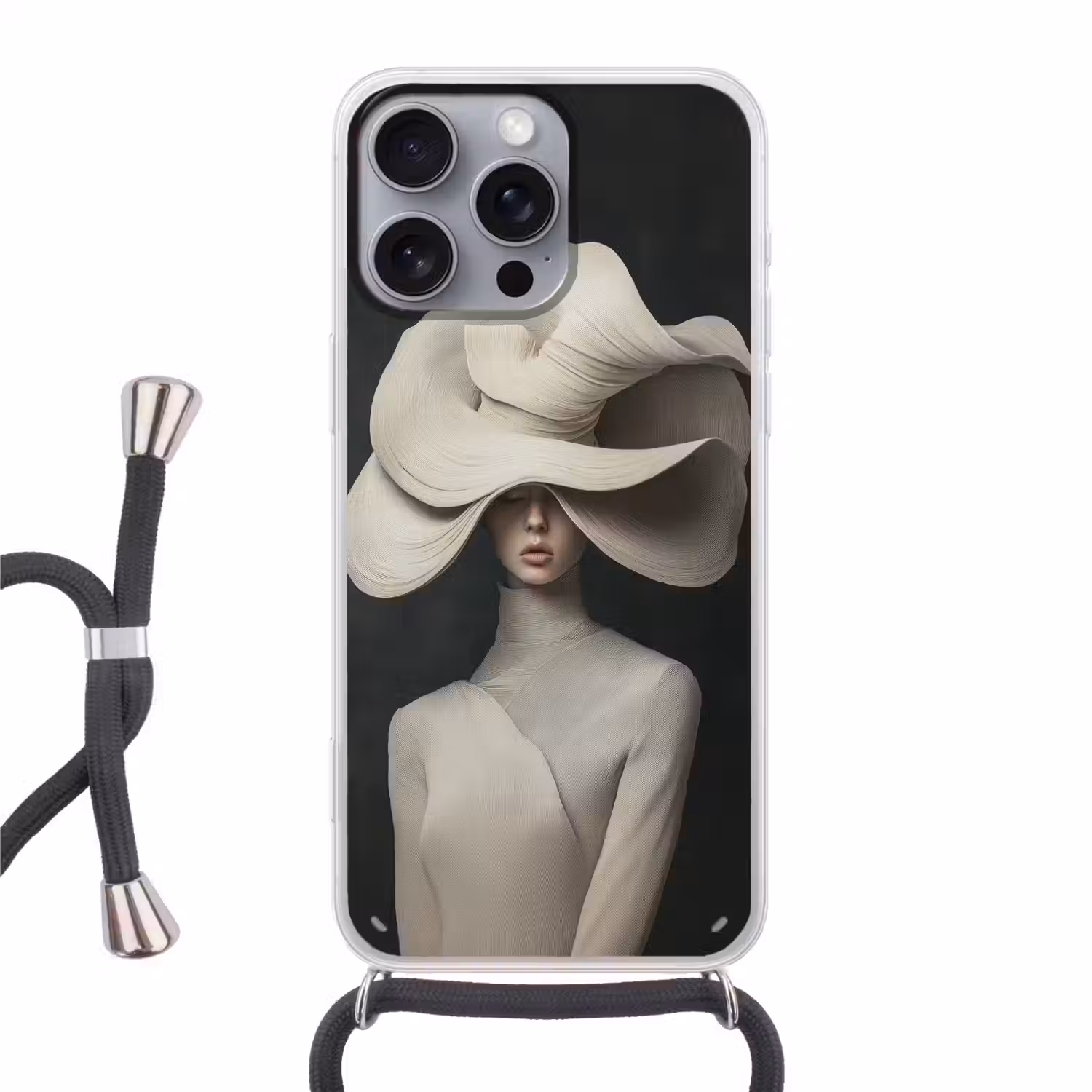 Modern - Vrouw - Hoed Hoesje iPhone 16 Pro Max met koord klein -3d