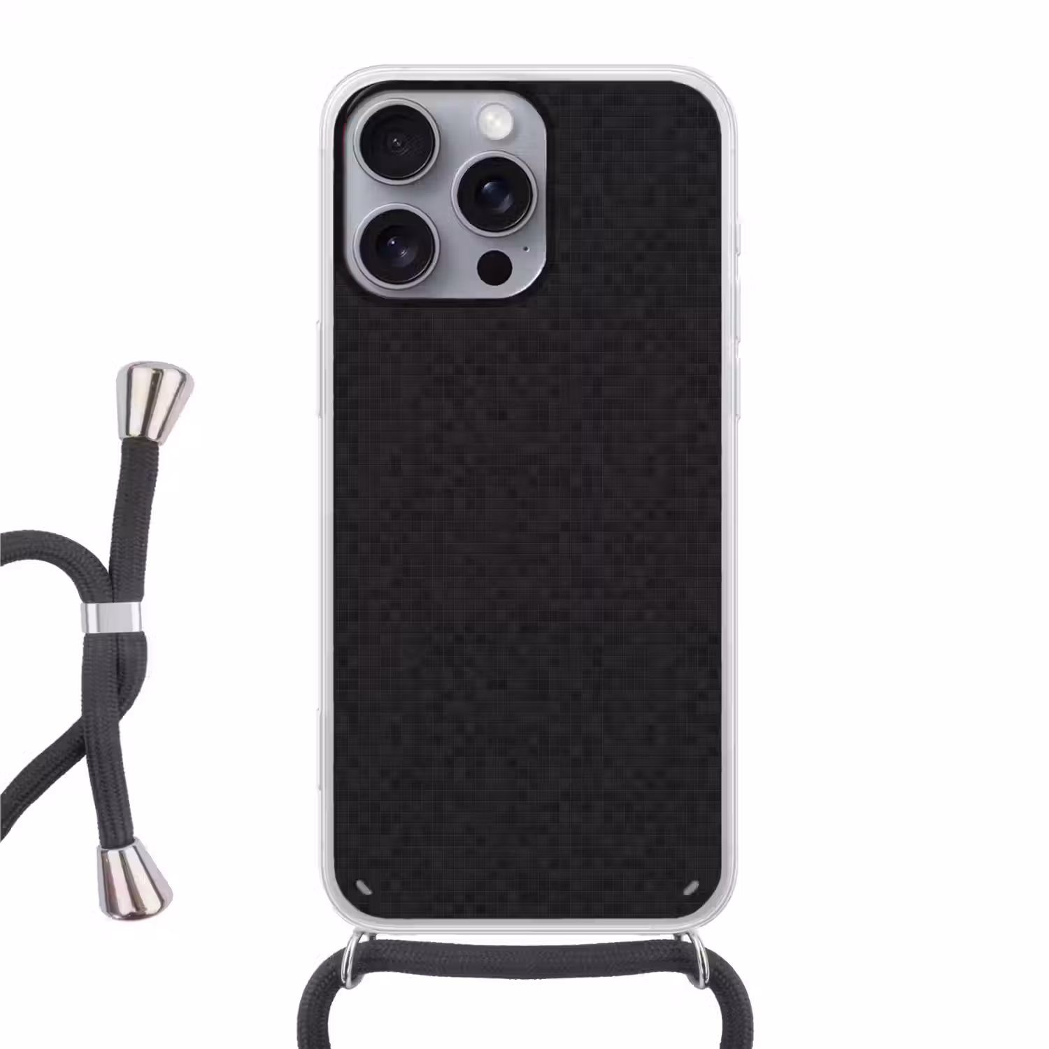 Mozaïek - Patroon - Antraciet - Zwart Hoesje iPhone 16 Pro Max met koord klein 804 -3d