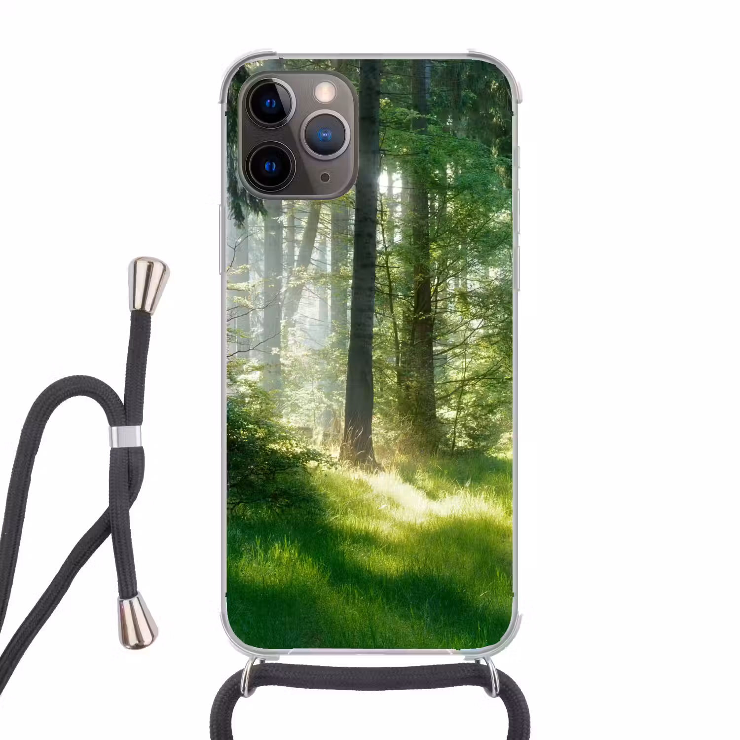 Natuur - Bomen - Bos - Groen - Zon Hoesje iPhone 12 Pro met koord klein -3d