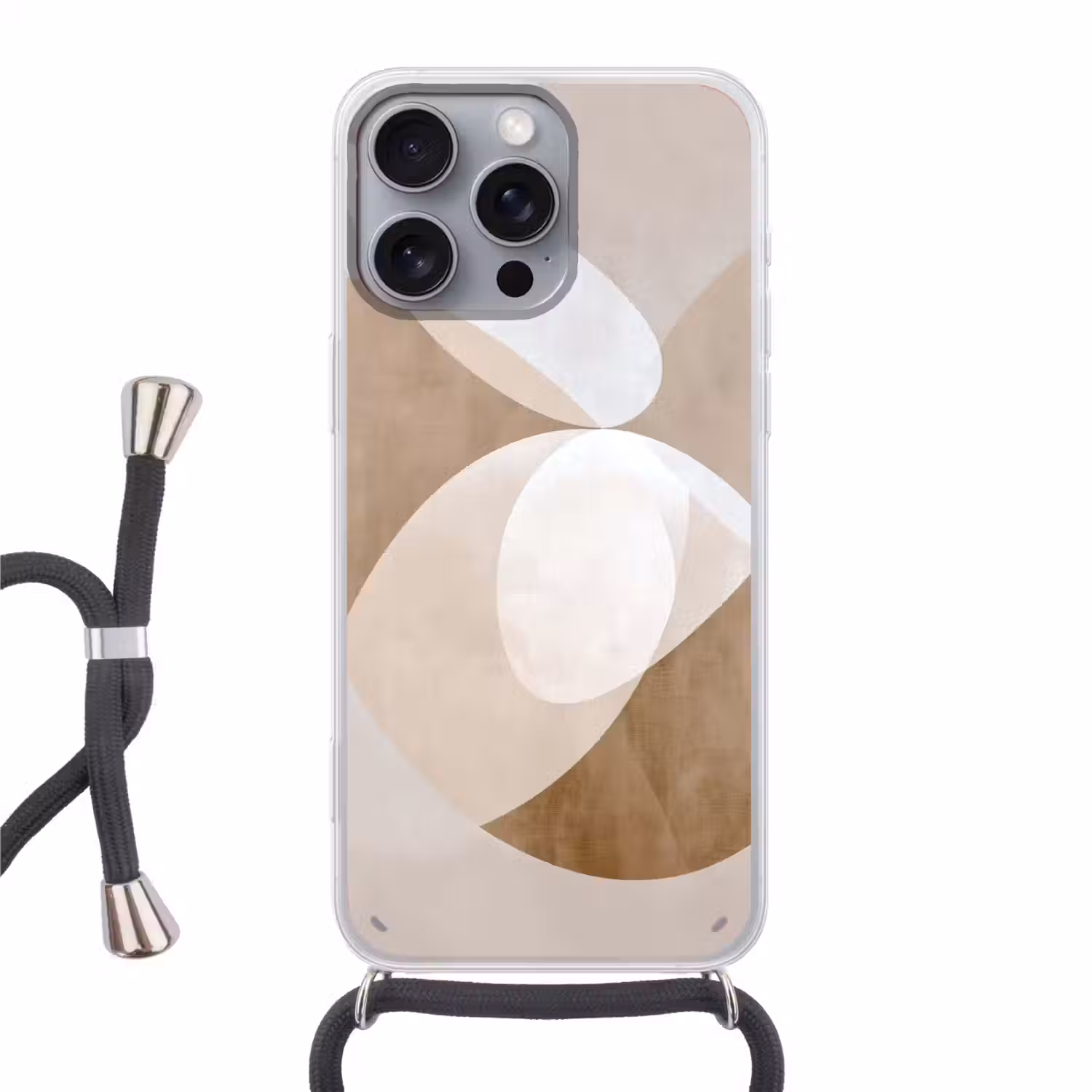 Ovale vormen - Transparant - Zachte overgang Hoesje iPhone 16 Pro Max met koord klein -3d