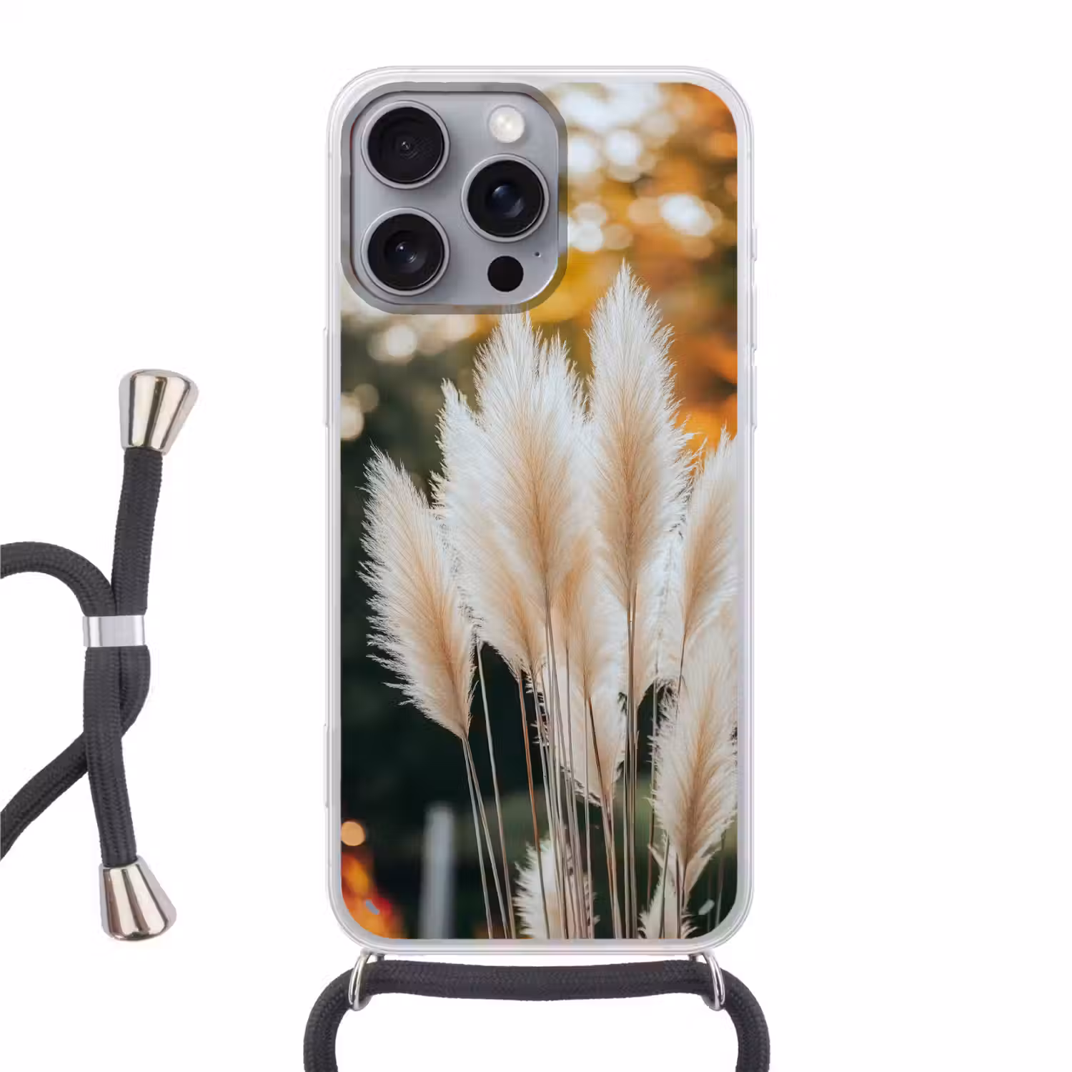 Pampasgras - Pluimen - Sierlijk Hoesje iPhone 16 Pro Max met koord klein -3d