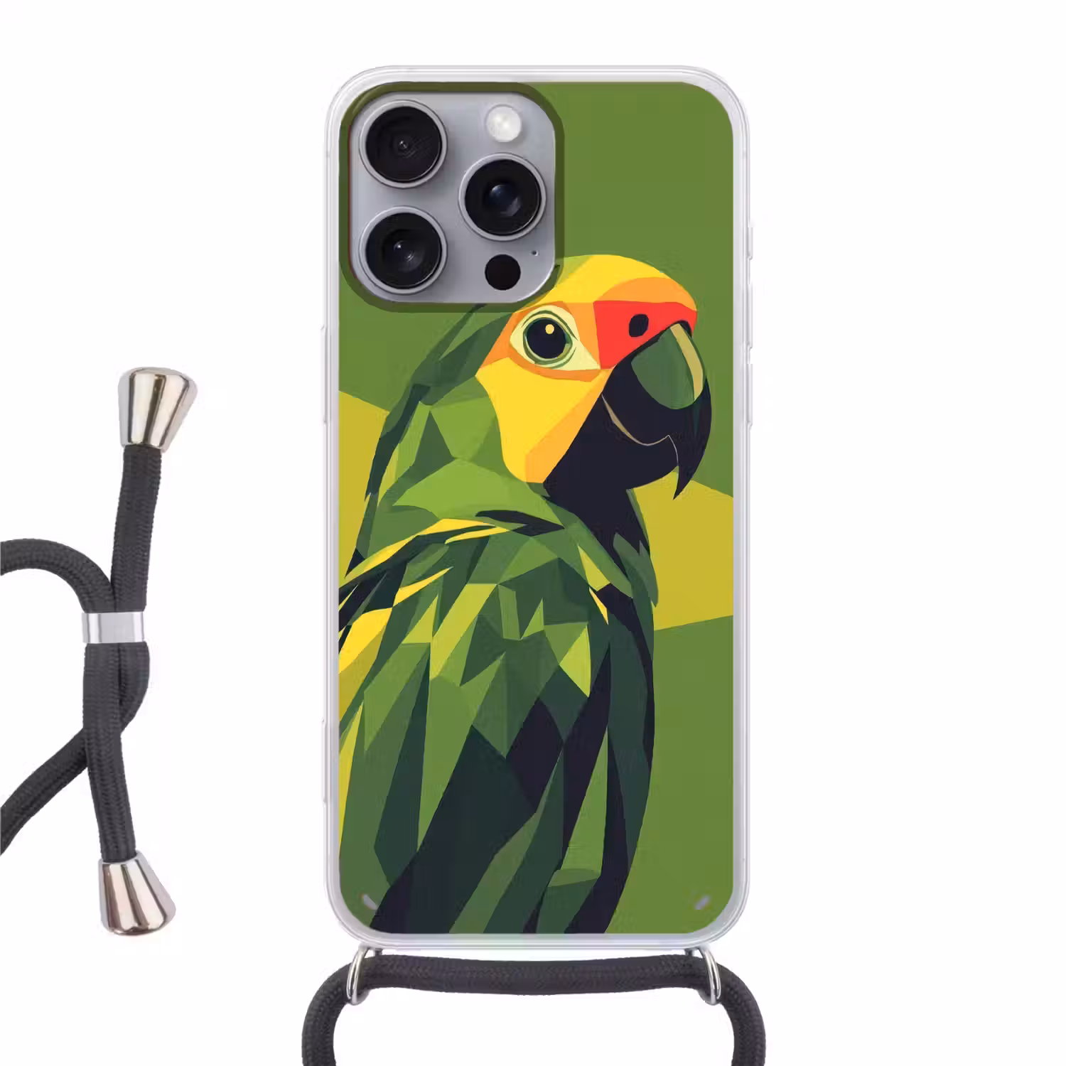 Papegaai - Groen - Snavel - Abstract Hoesje iPhone 16 Pro Max met koord klein -3d