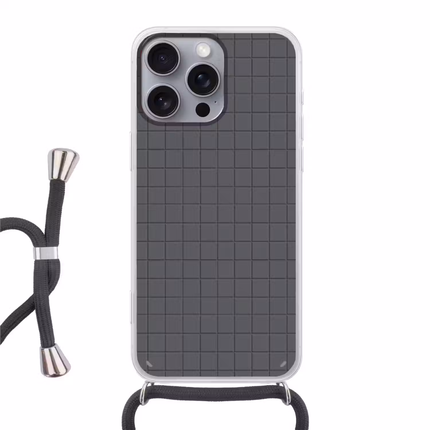 Patroon - Tegel - Grafiet - Grijs Hoesje iPhone 16 Pro Max met koord klein 804 -3d