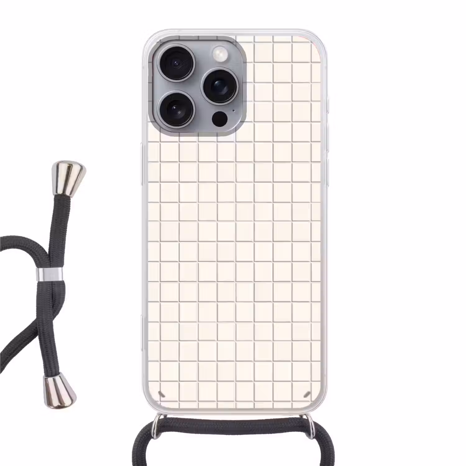 Patroon - Tegels - Wit Hoesje iPhone 16 Pro Max met koord klein 804 -3d