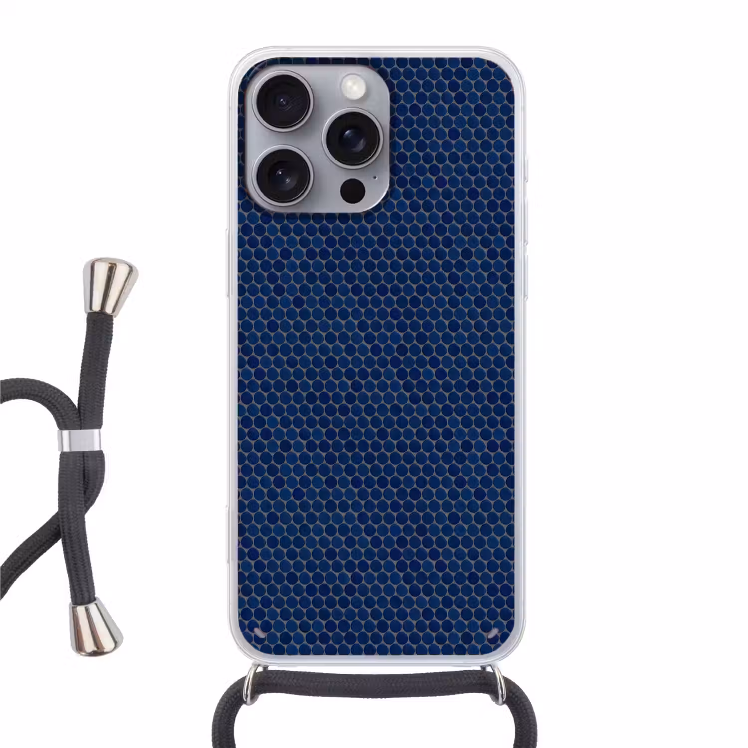 Penny - Mozaïek - Donkerblauw Hoesje iPhone 16 Pro Max met koord klein 804 -3d