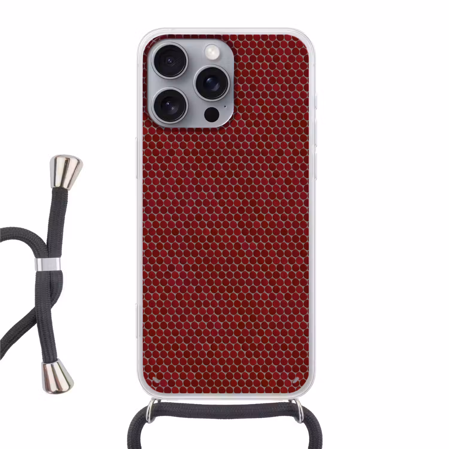 Penny - Mozaïek - Rond - Rood Hoesje iPhone 16 Pro Max met koord klein 804 -3d