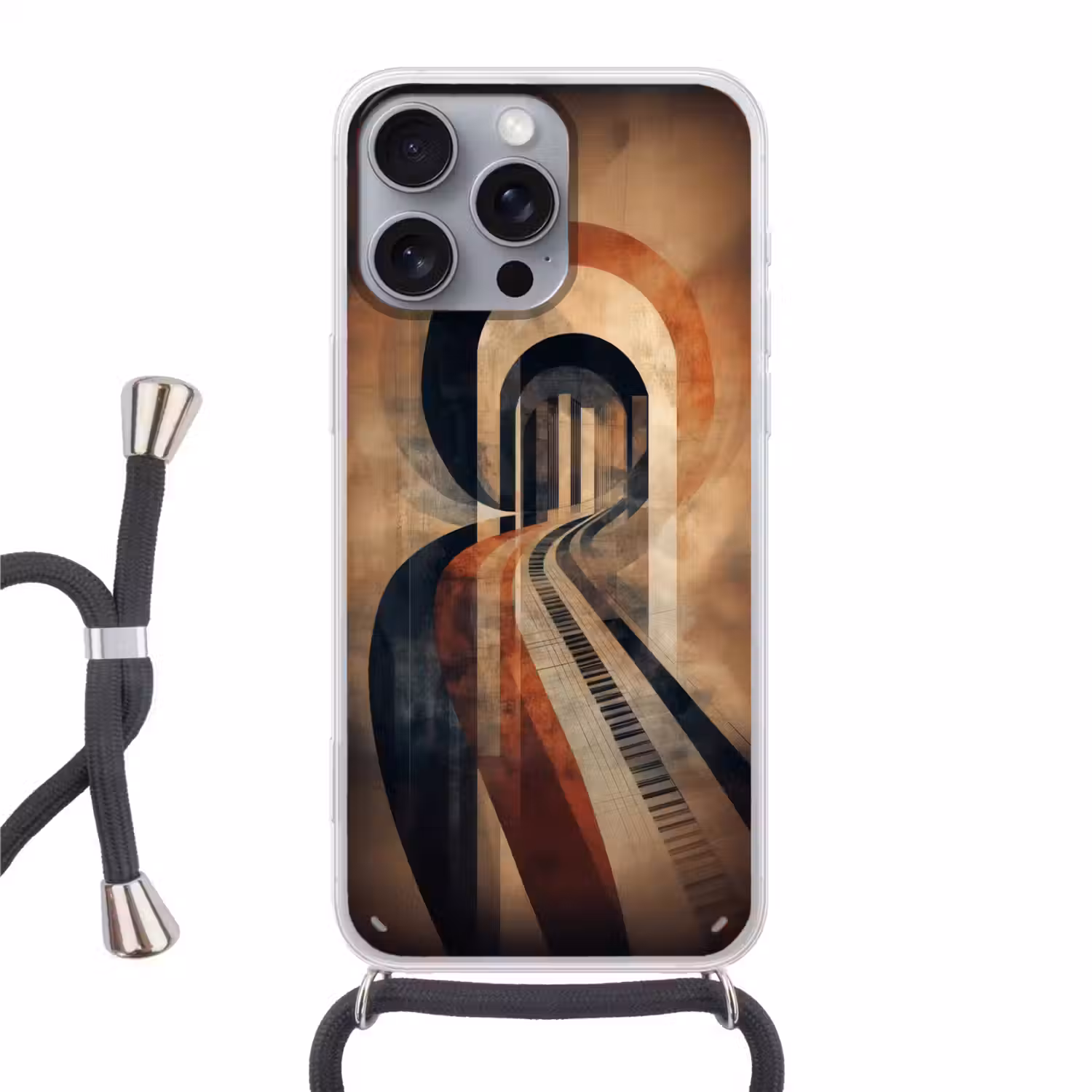Piano - Toetsen - Abstract Hoesje iPhone 16 Pro Max met koord klein -3d