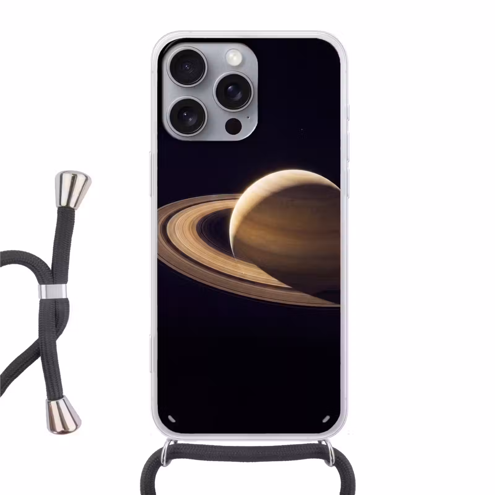 Telefoonhoesje met koord - Planeet - Ringen - Ruimte - Planeet - Ringen - Ruimte Hoesje iPhone 16 Pro Max met koord klein