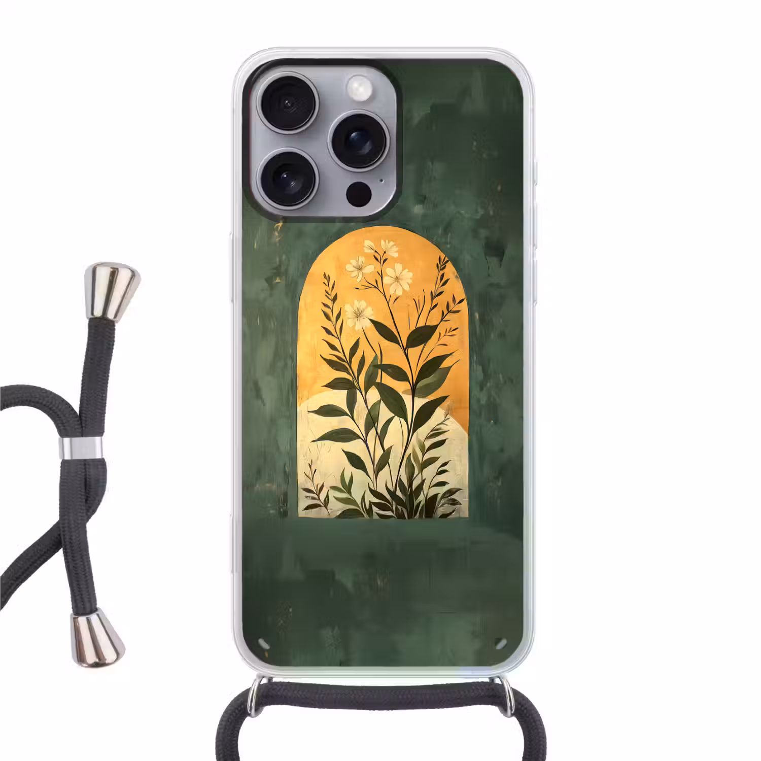 Plant - Bloemen - Wit Hoesje iPhone 16 Pro Max met koord klein -3d