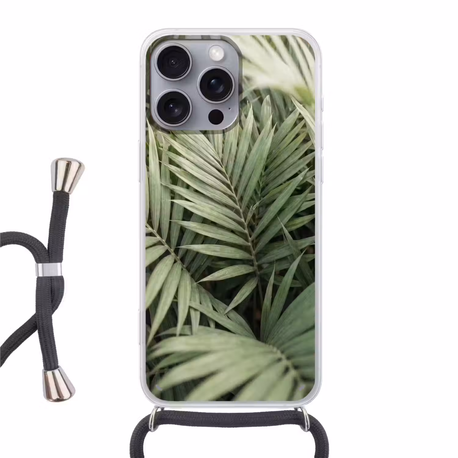 Plant - Palmbladeren - Natuur - Groen Hoesje iPhone 16 Pro Max met koord klein -3d
