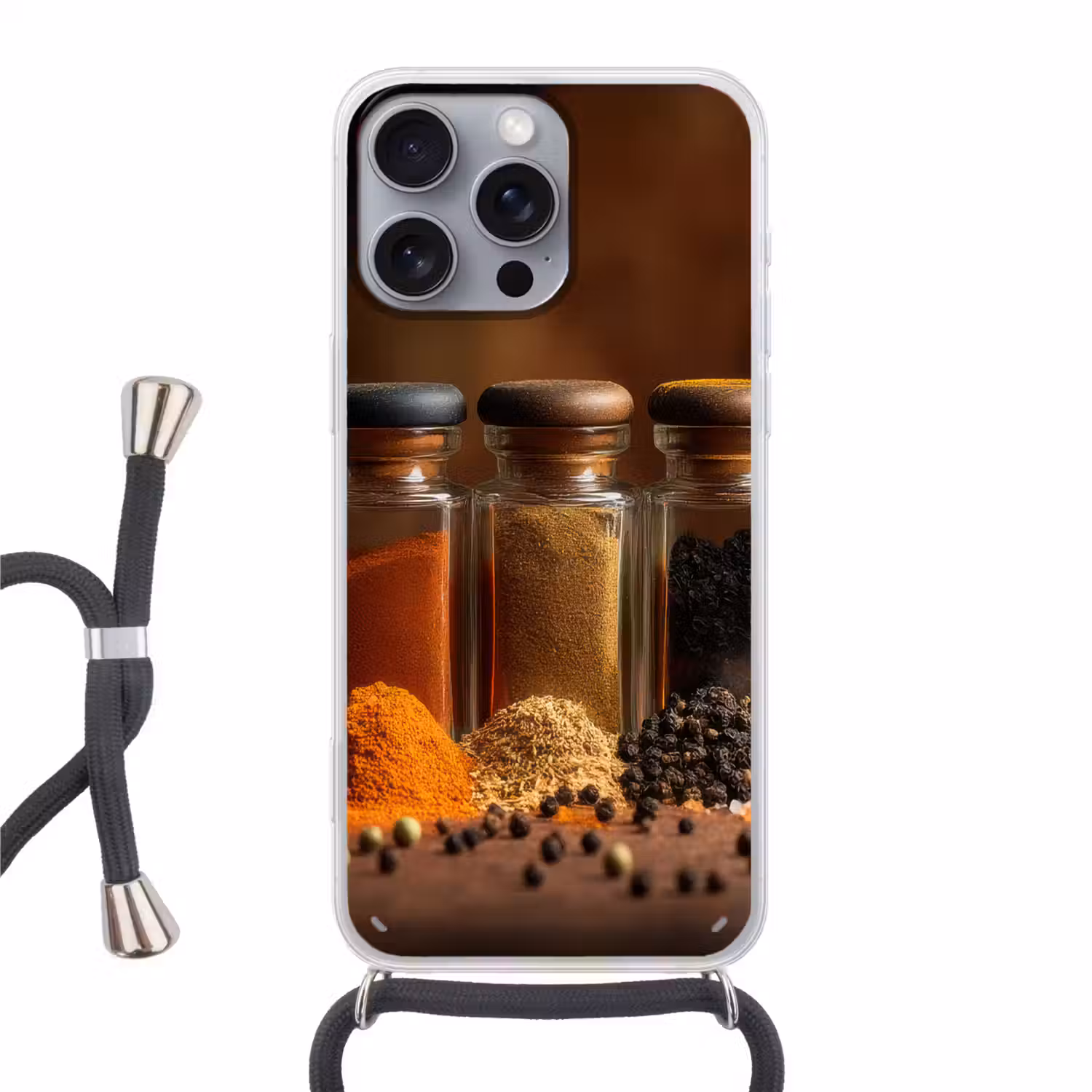Potjes - Kruiden - Specerijen - Korrels Hoesje iPhone 16 Pro Max met koord klein -3d