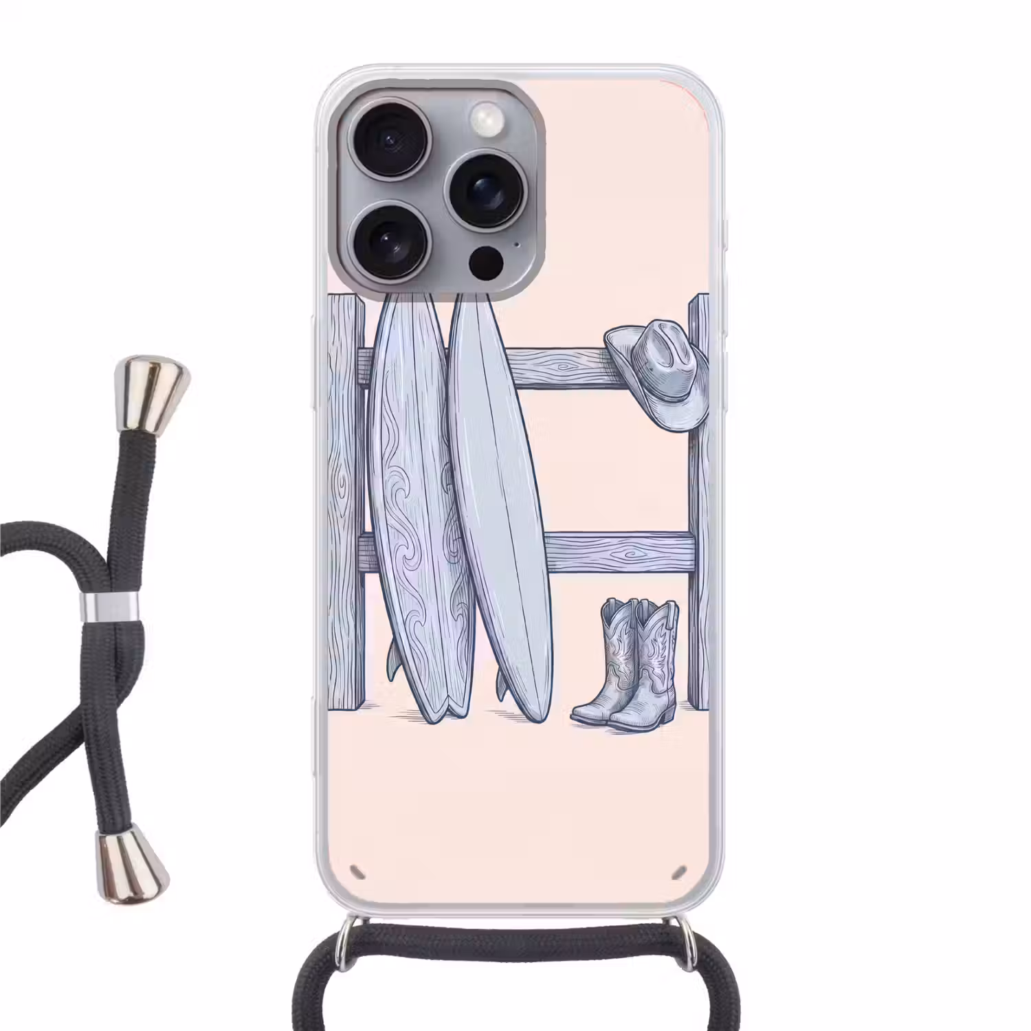 Recreatie - Kleding - Avontuur - Illustratie - Zomer Hoesje iPhone 16 Pro Max met koord klein -3d