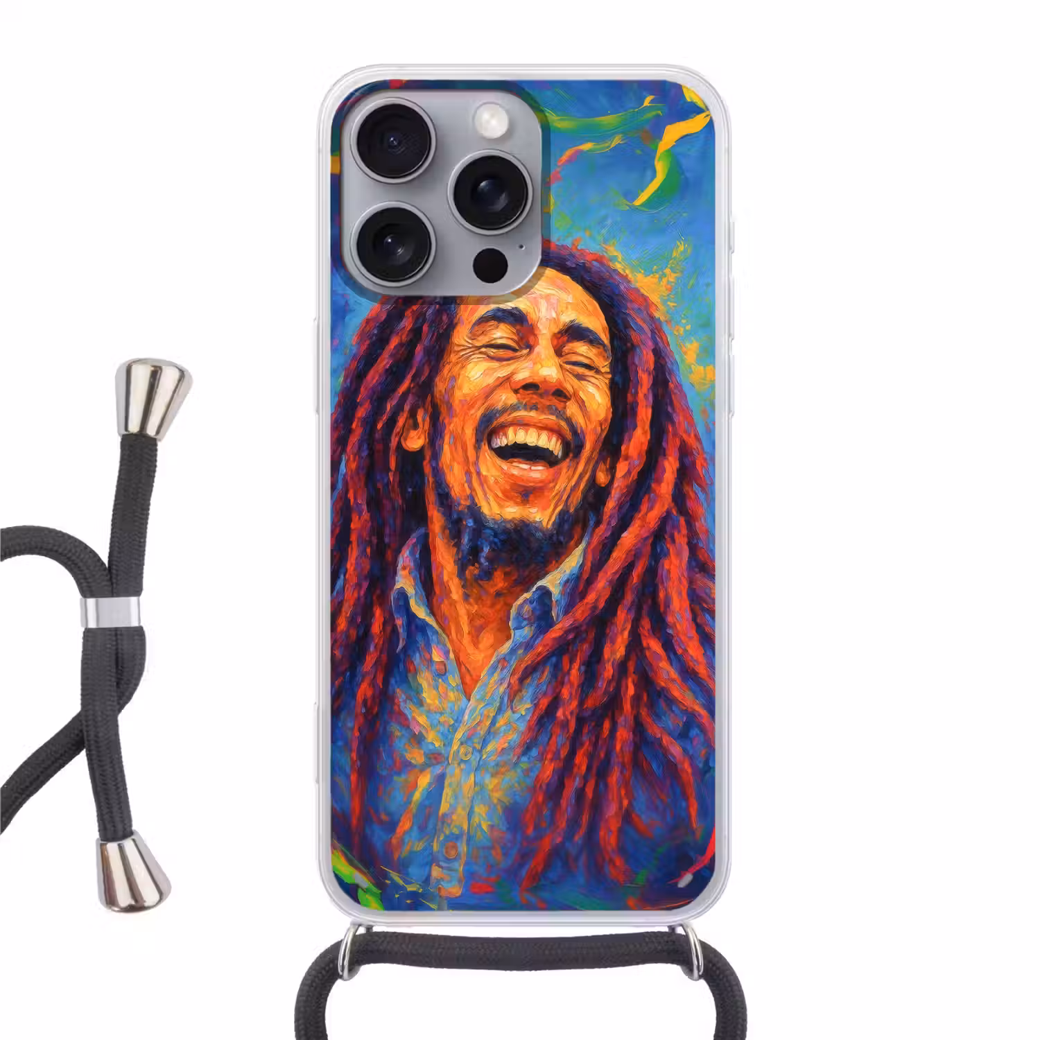 Regenboogkleuren - Man - schilderij Hoesje iPhone 16 Pro Max met koord klein -3d