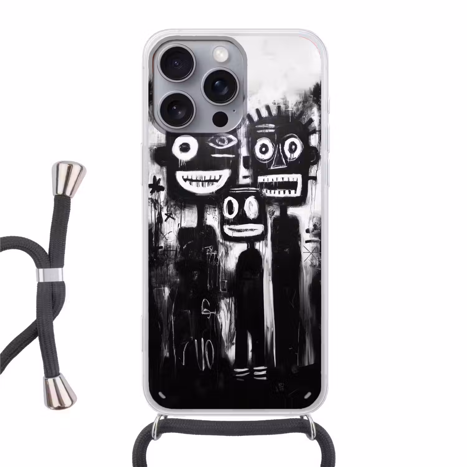 Schilderij - Figuren - Zwart - Abstract Hoesje iPhone 16 Pro Max met koord klein -3d