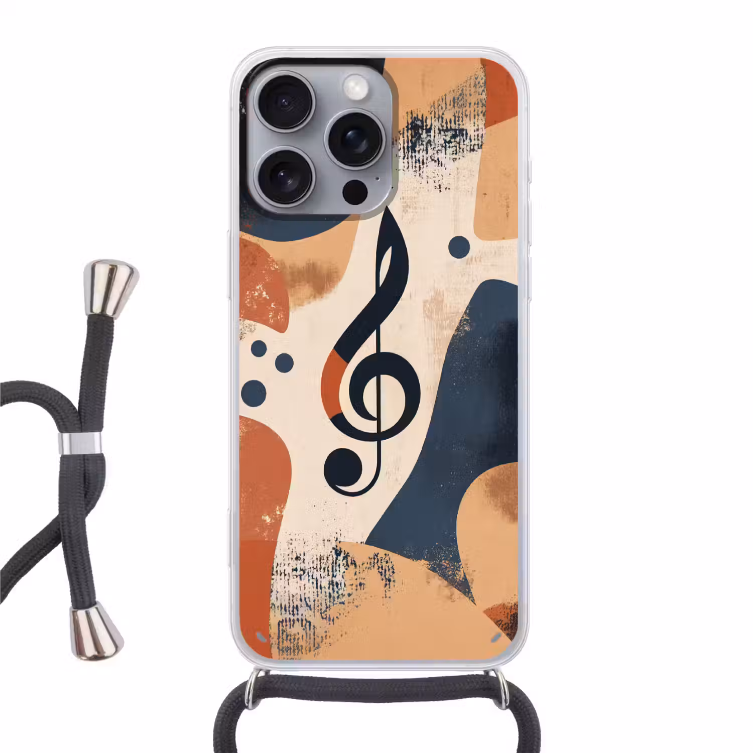 Sleutel - G - Abstract - Beige Hoesje iPhone 16 Pro Max met koord klein -3d