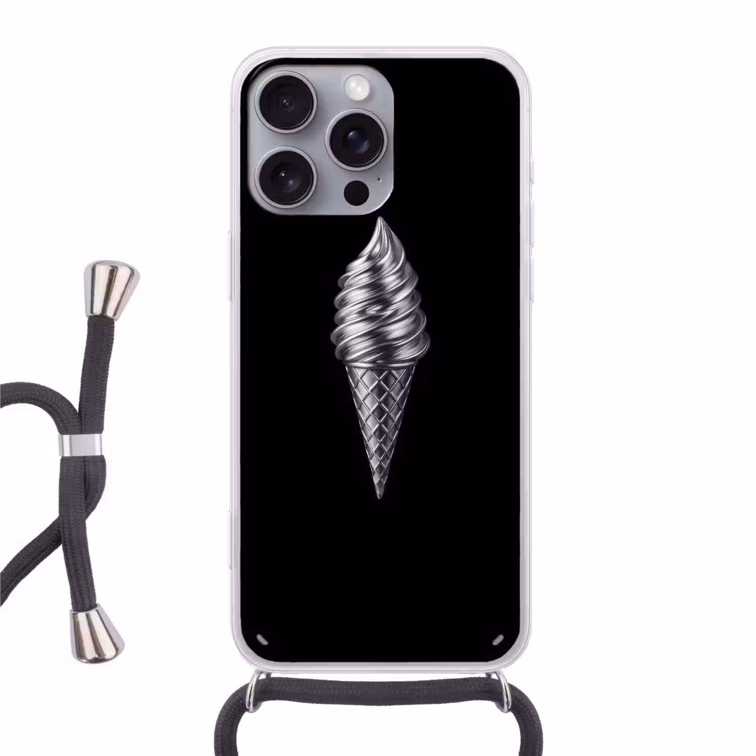 Softijs - Realistisch - Futuristisch Hoesje iPhone 16 Pro Max met koord klein -3d
