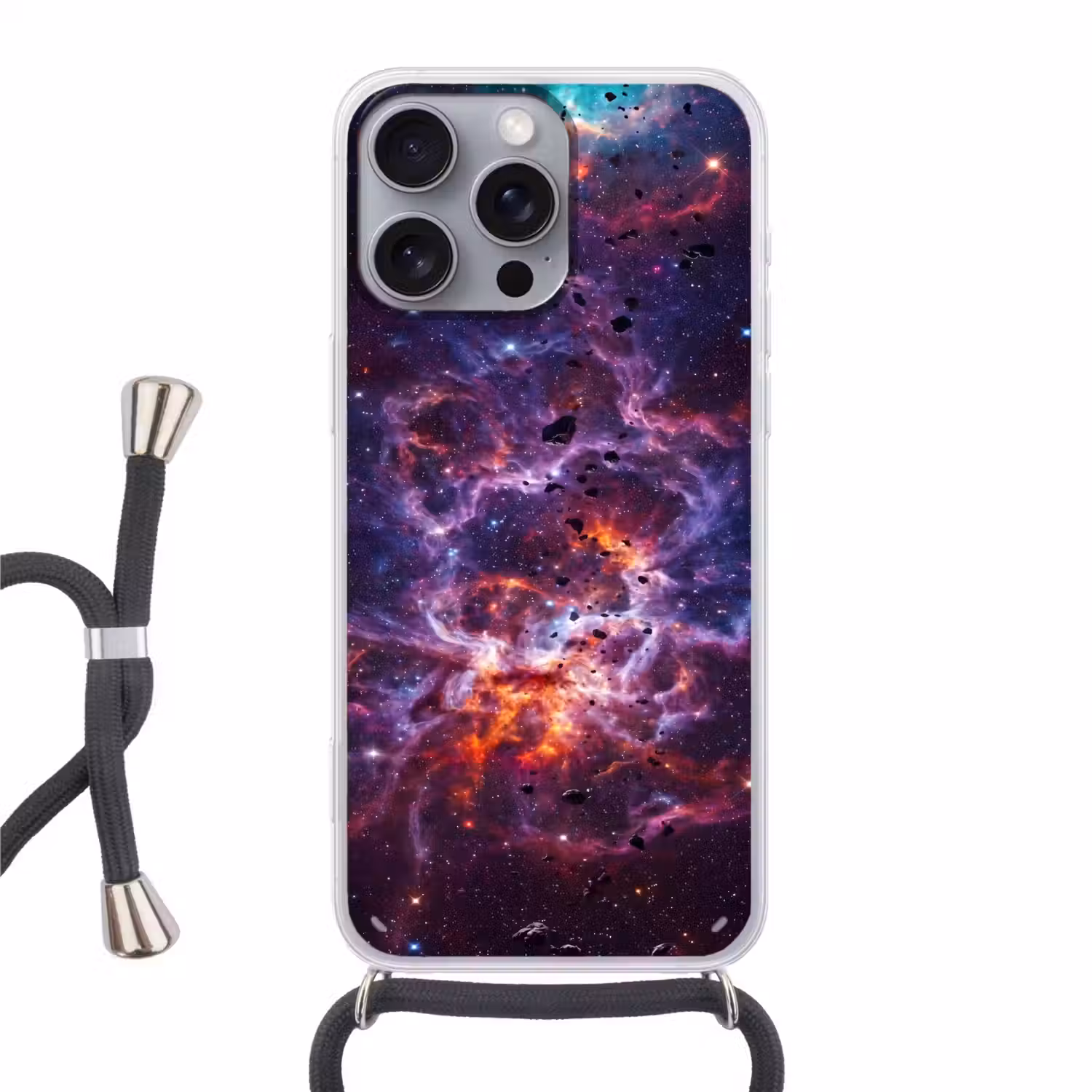 Space - Stars - Abstract - Colorful Hoesje iPhone 16 Pro Max met koord klein -3d