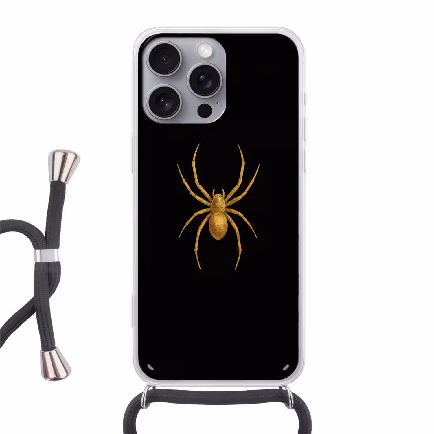 Spin - Goud - Minimalistisch - Poten Hoesje iPhone 16 Pro Max met koord klein -3d