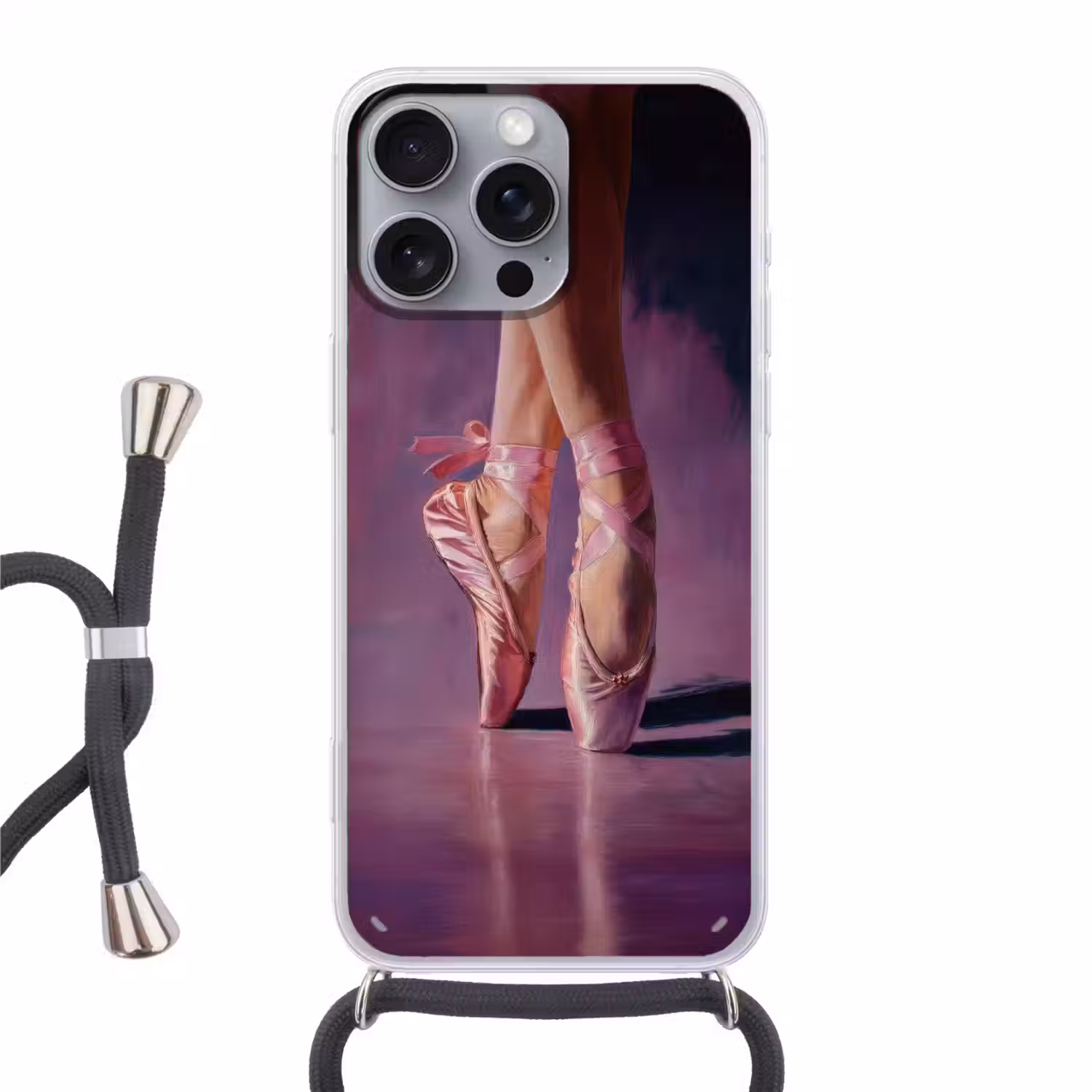 Spitzen - Paars - Contrast Hoesje iPhone 16 Pro Max met koord klein -3d