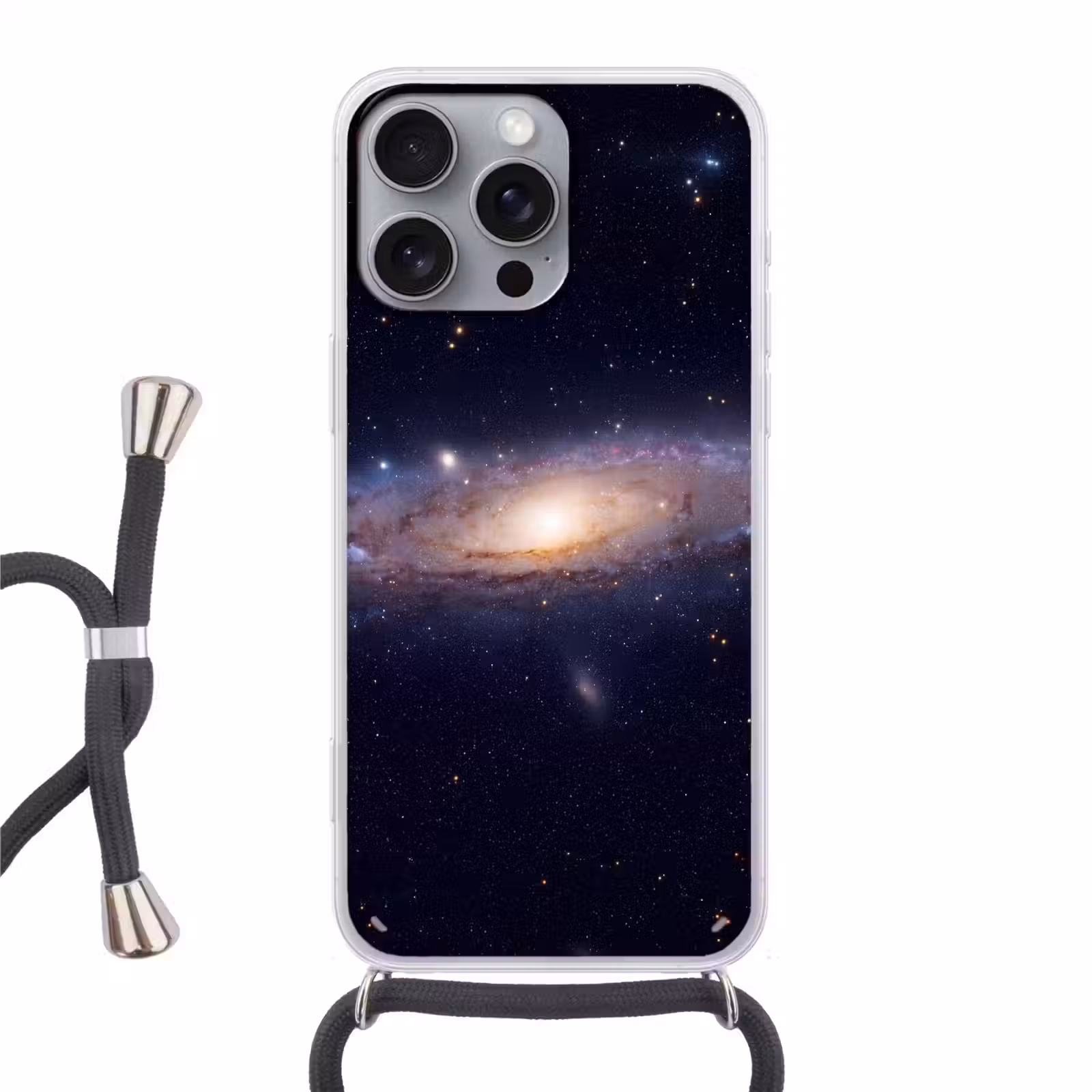 Telefoonhoesje met koord - Sterrenstelsel - Ruimte - Kosmos - Sterrenstelsel - Ruimte - Kosmos Hoesje iPhone 16 Pro Max met koord klein