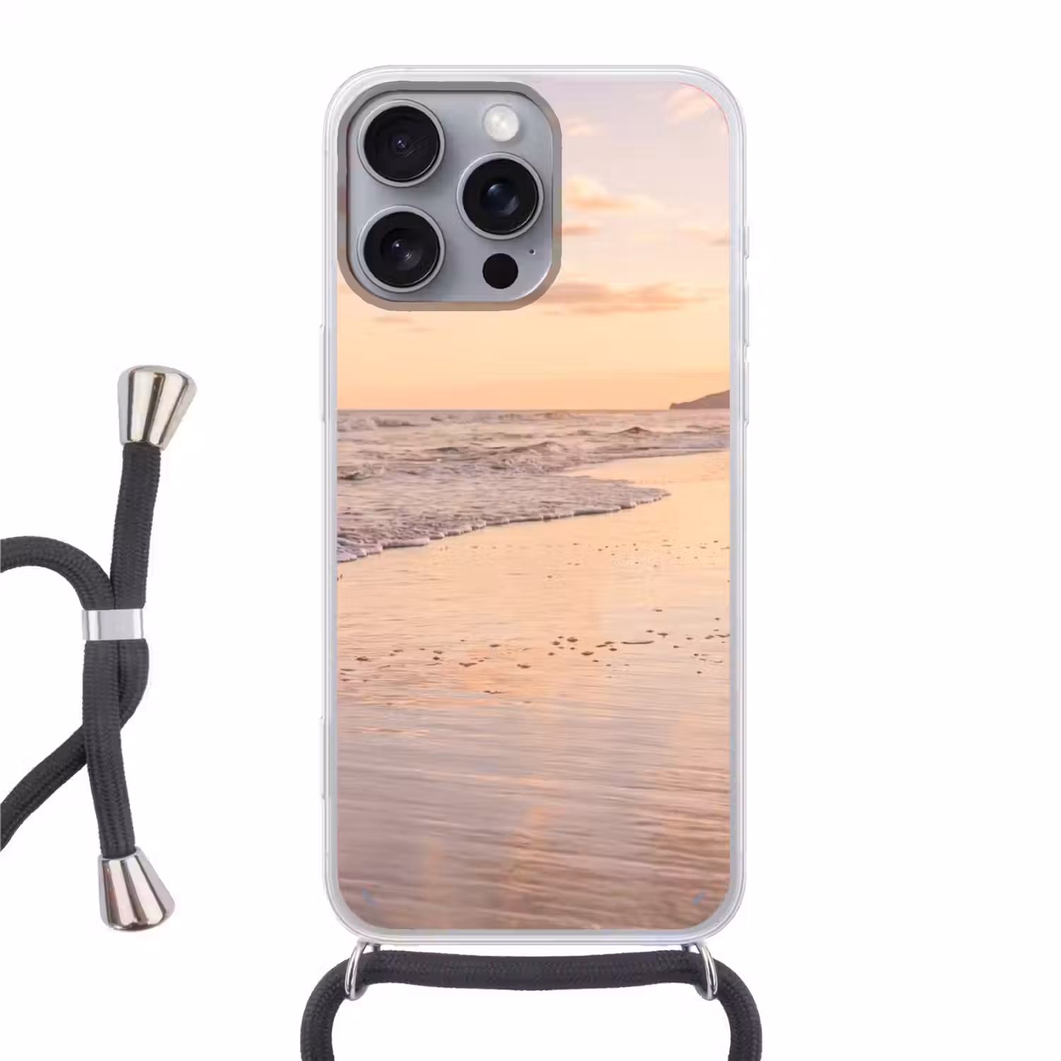 Strand - Branding - Wolken Hoesje iPhone 16 Pro Max met koord klein -3d