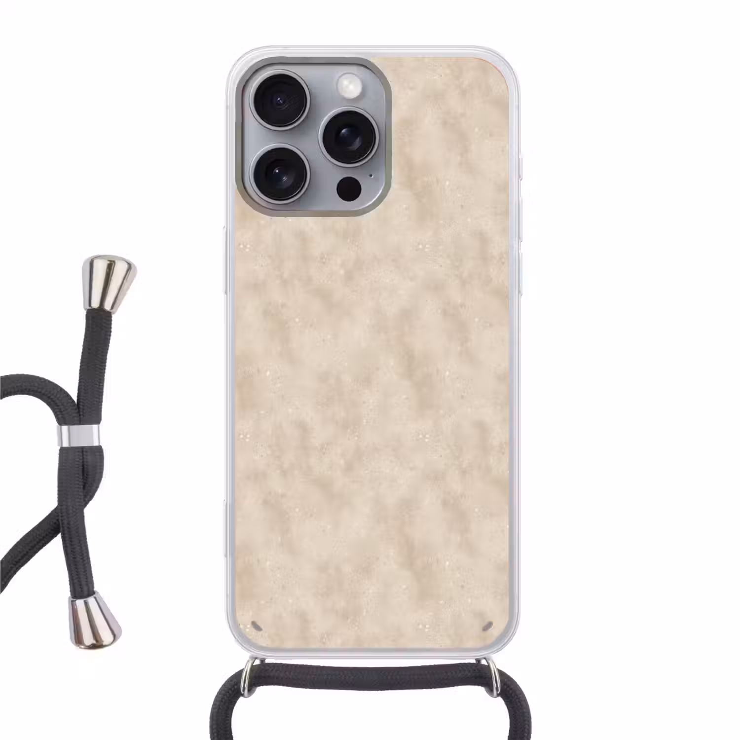 Structuur - Spikkels - Beige Hoesje iPhone 16 Pro Max met koord klein 804 -3d