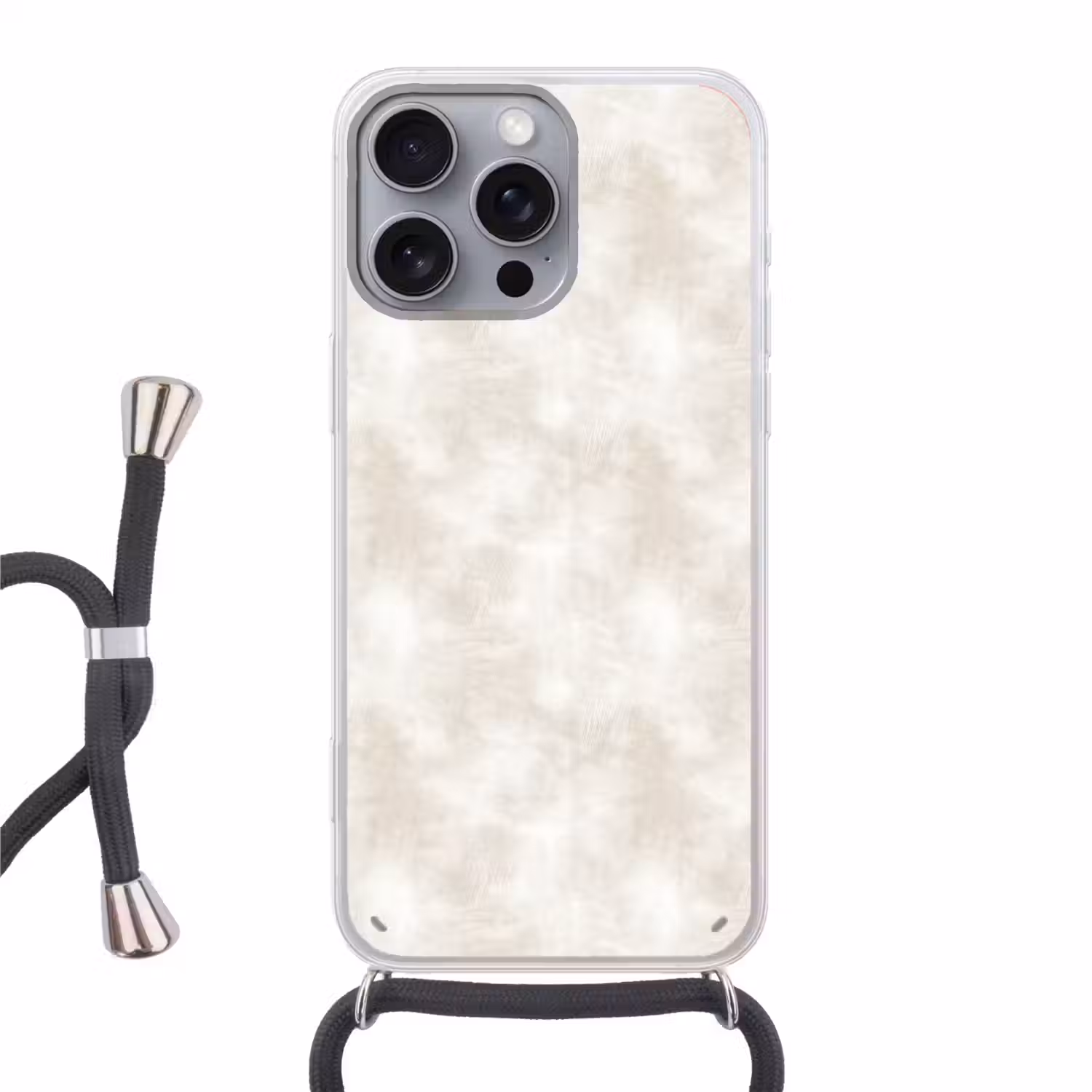 Subtiel - Structuur - Beige Hoesje iPhone 16 Pro Max met koord klein 804 -3d