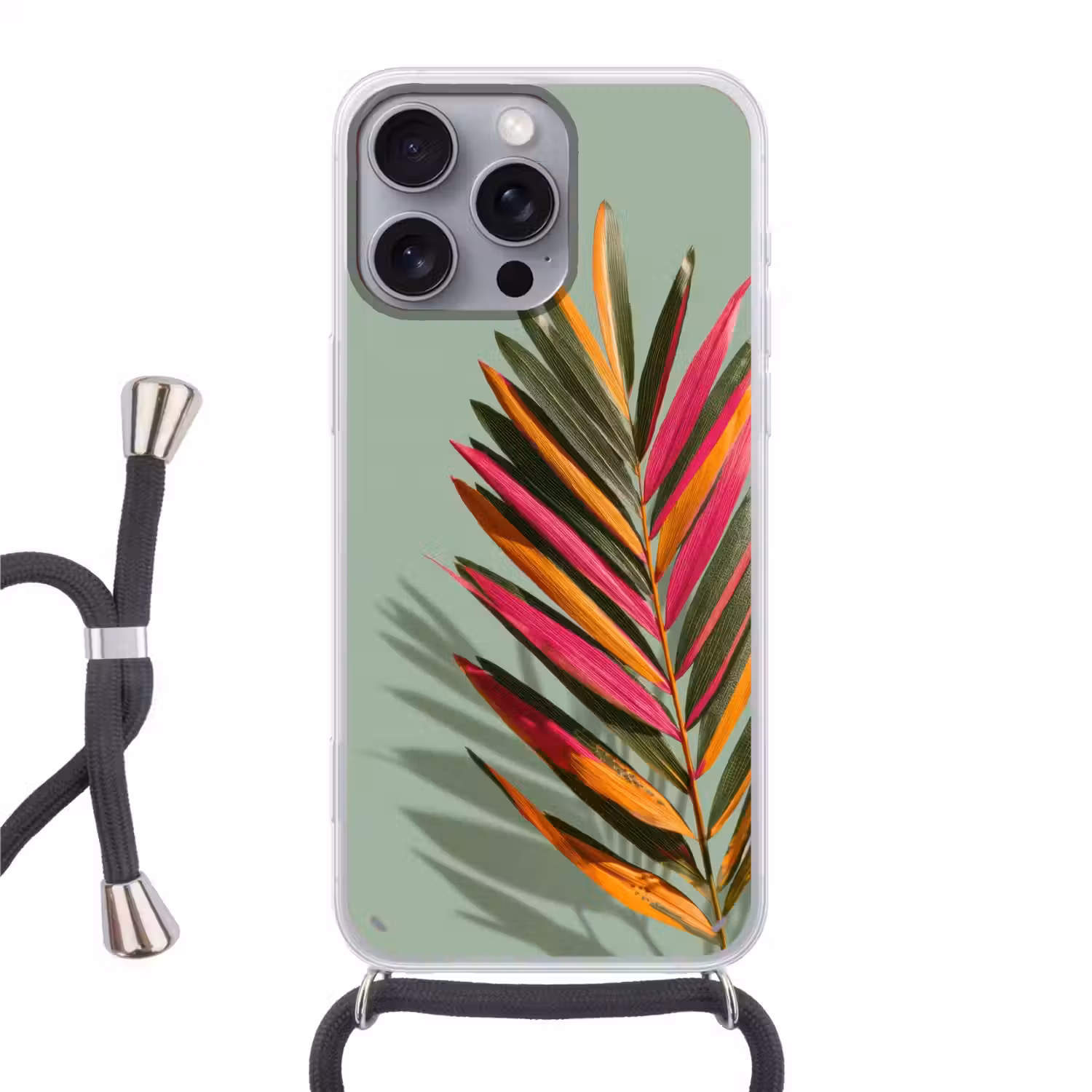 Tak - Bladeren - Kleurrijk - Schaduw Hoesje iPhone 16 Pro Max met koord klein -3d