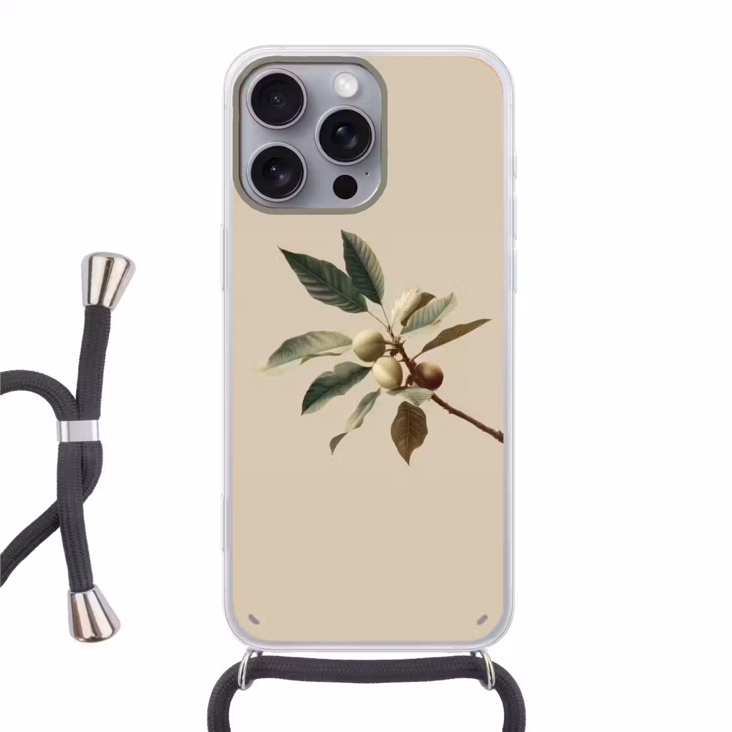 Tak - Groene Bladeren - Vruchten Hoesje iPhone 16 Pro Max met koord klein -3d